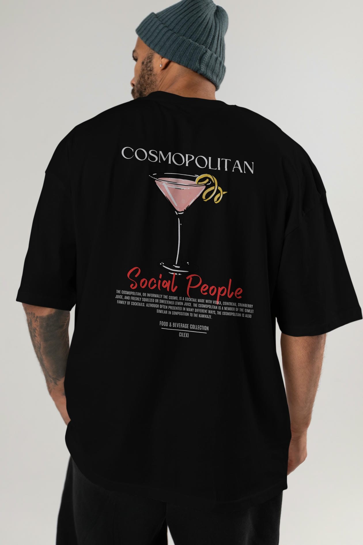 Cosmopolıtan Kokteyl Serisi Baskılı Oversize t-shirt Erkek Kadın Unisex %100 Pamuk Bisiklet Yaka tişort