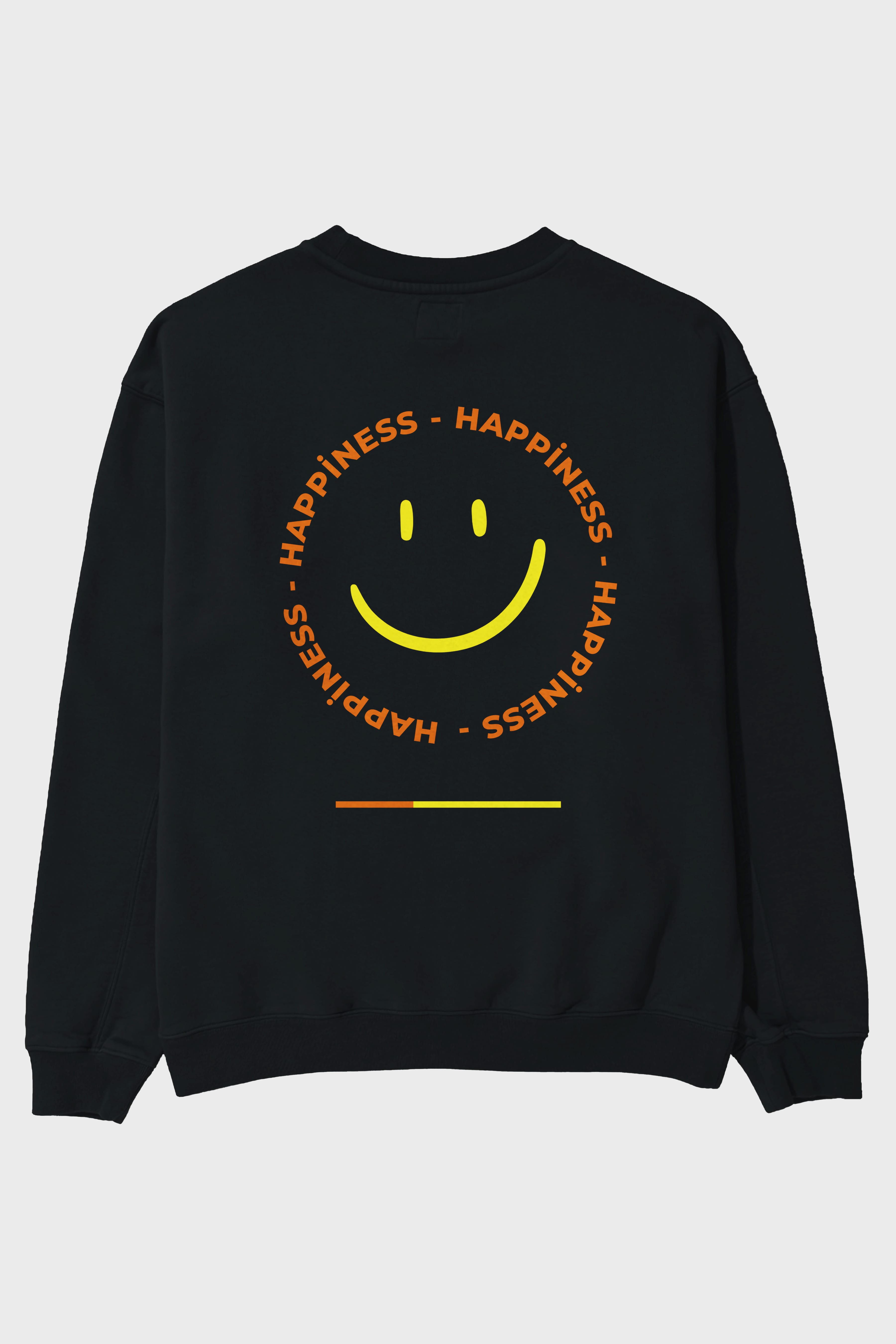 Happiness Smile Yazılı Arka Baskılı Oversize Sweatshirt Erkek Kadın Unisex