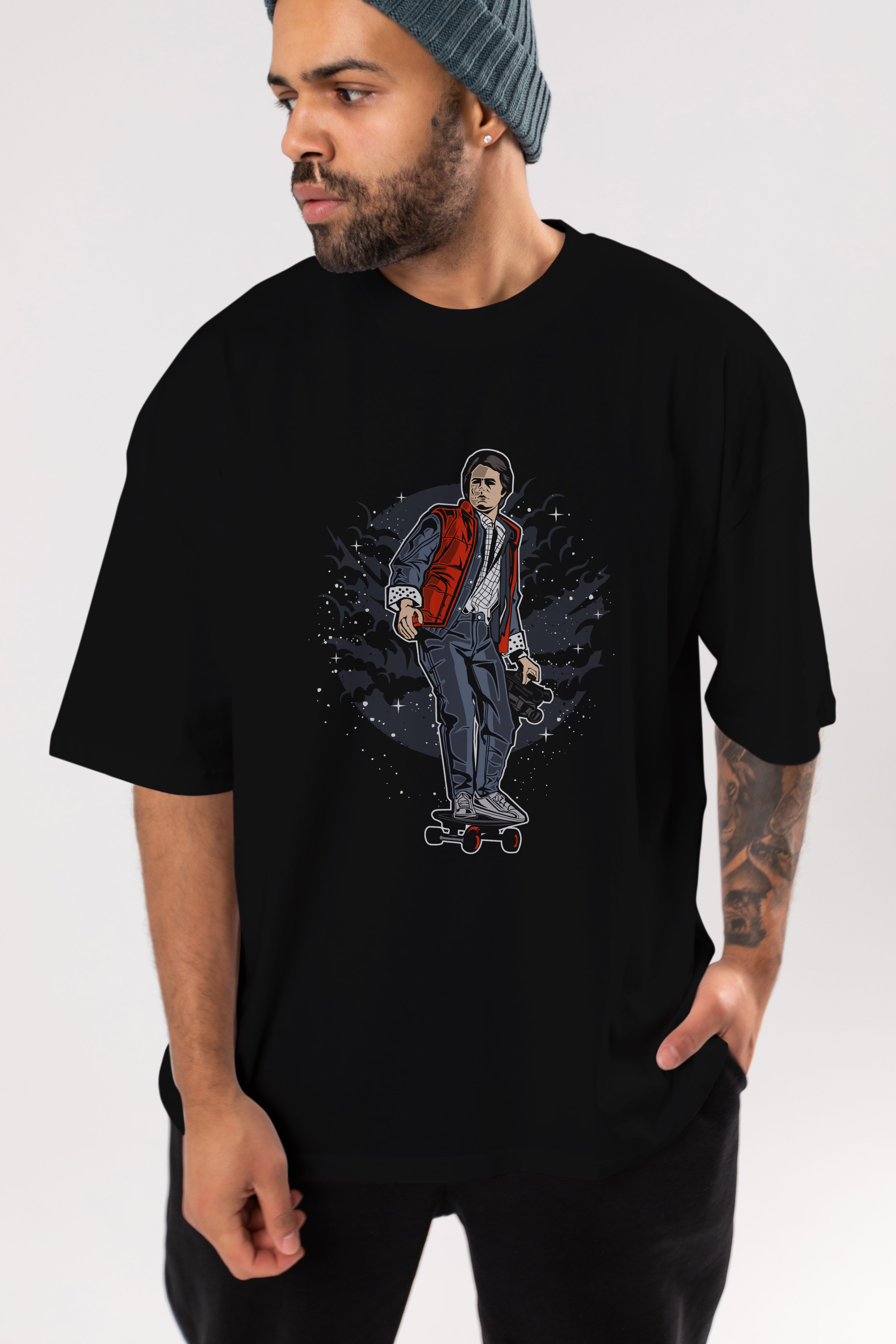 MARTY Ön Baskılı Oversize t-shirt Erkek Kadın Unisex %100 Pamuk tişort