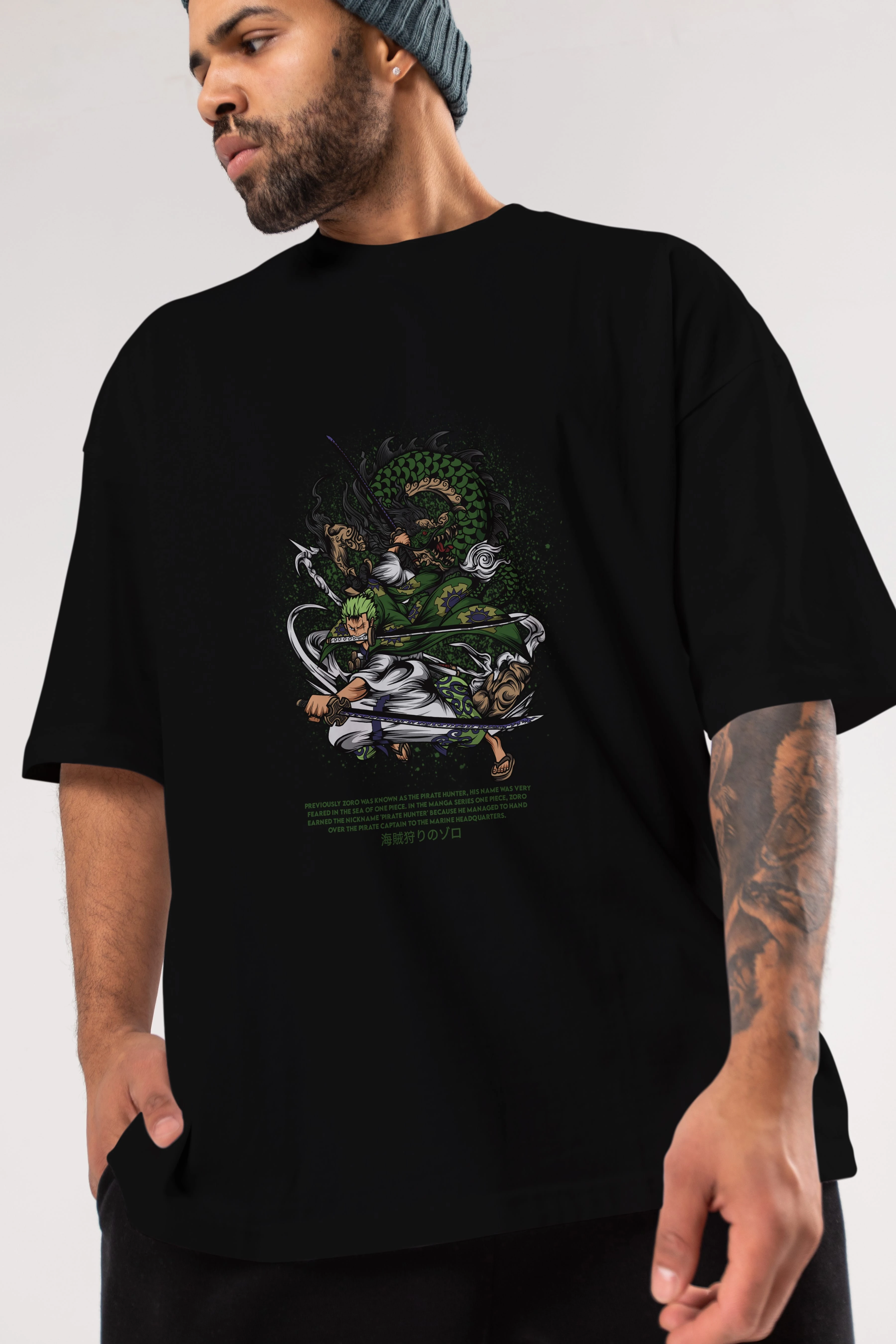 Zoro Anime Ön Baskılı Oversize t-shirt %100 pamuk Erkek Kadın Unisex