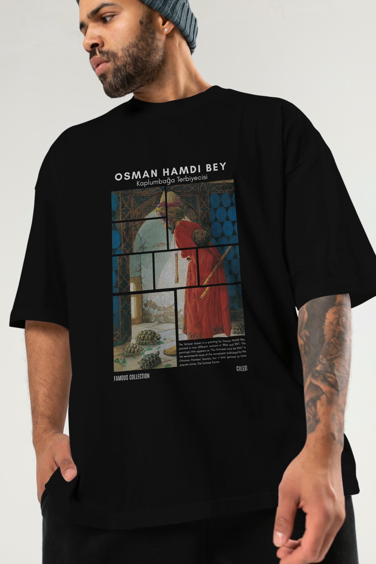 Osman Hamdi Bey ön Baskılı Oversize t-shirt Erkek Kadın Bisiklet Yaka Pamuk tişort