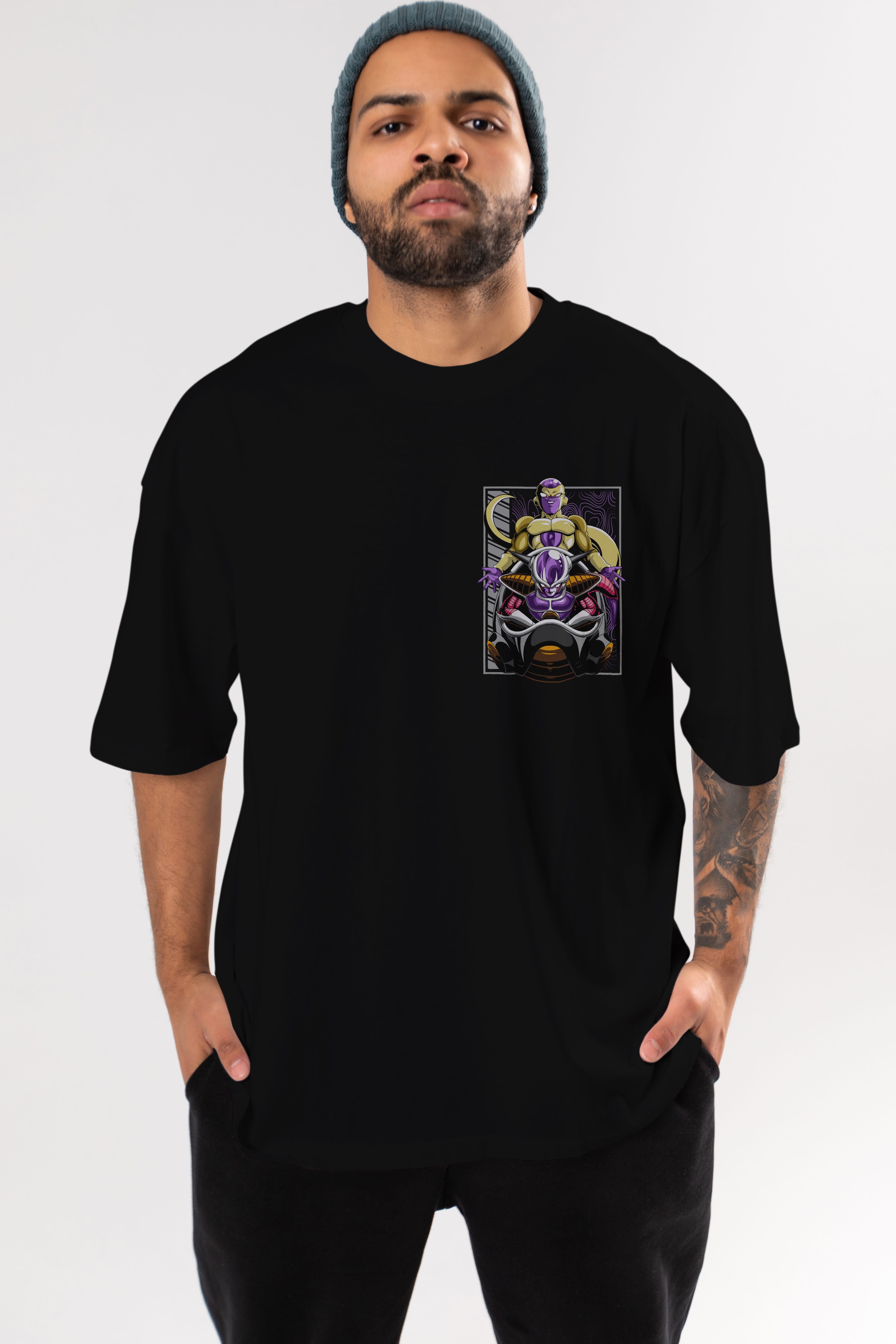 DragonBall Freezer Ön Sol Baskılı Oversize t-shirt Erkek Kadın Unisex %100 Pamuk Bisiklet Yaka tişort