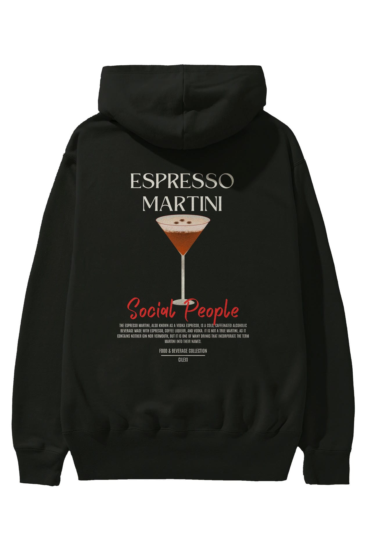 Espresso Martini Kokteyl Arka Baskılı Hoodie Oversize Kapüşonlu Sweatshirt Erkek Kadın
