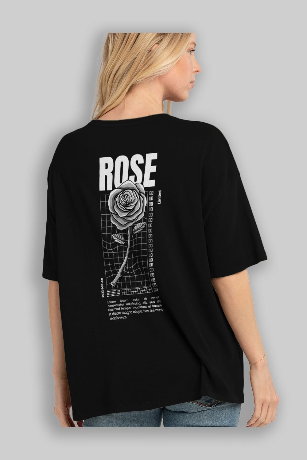 Rose Streetwear Arka Baskılı Oversize t-shirt Erkek Kadın Unisex