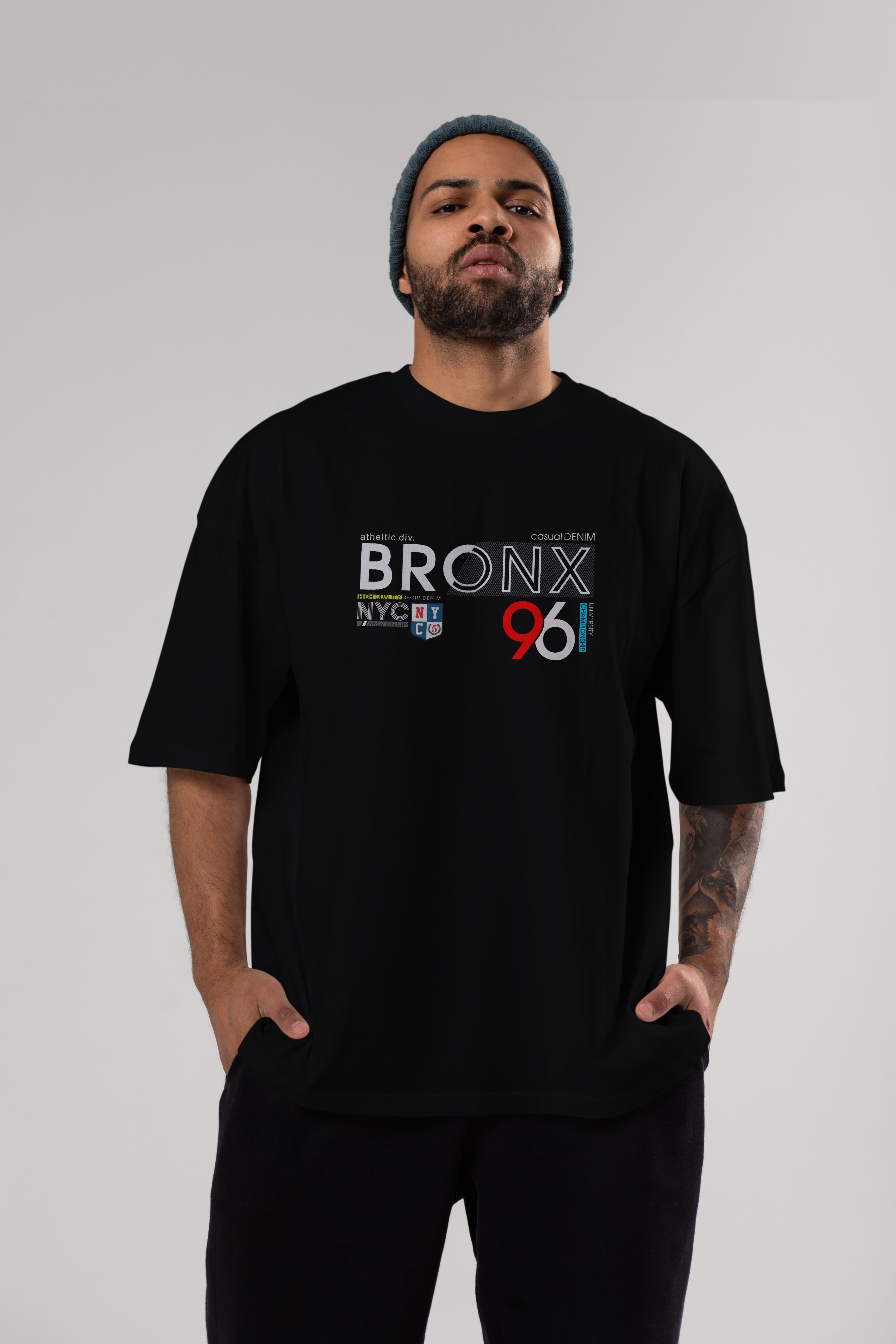 Bronx 96 Ön Baskılı Oversize t-shirt Erkek Kadın Unisex