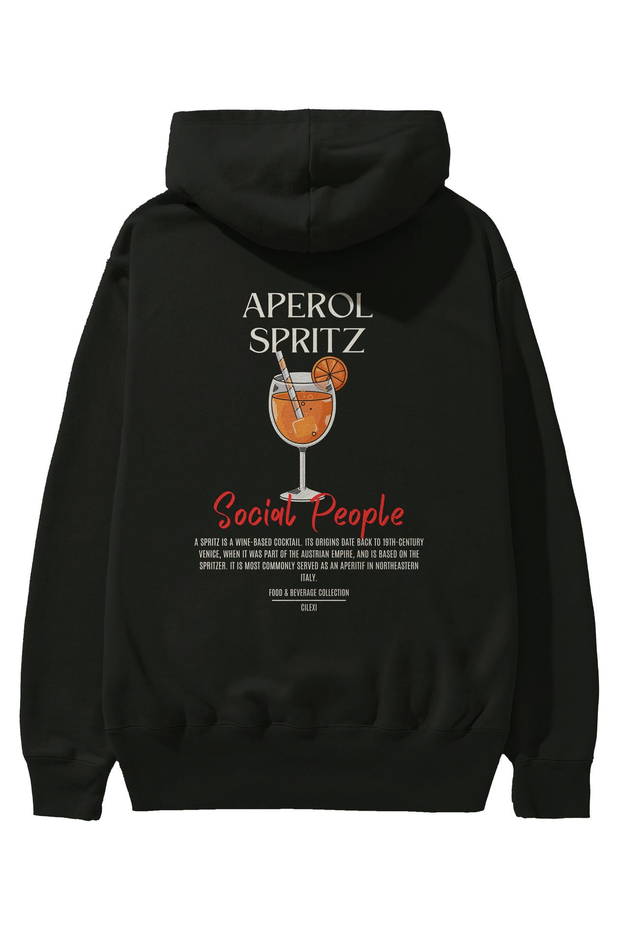 Aperol Spritz Kokteyl Arka Baskılı Hoodie Oversize Kapüşonlu Sweatshirt Erkek Kadın