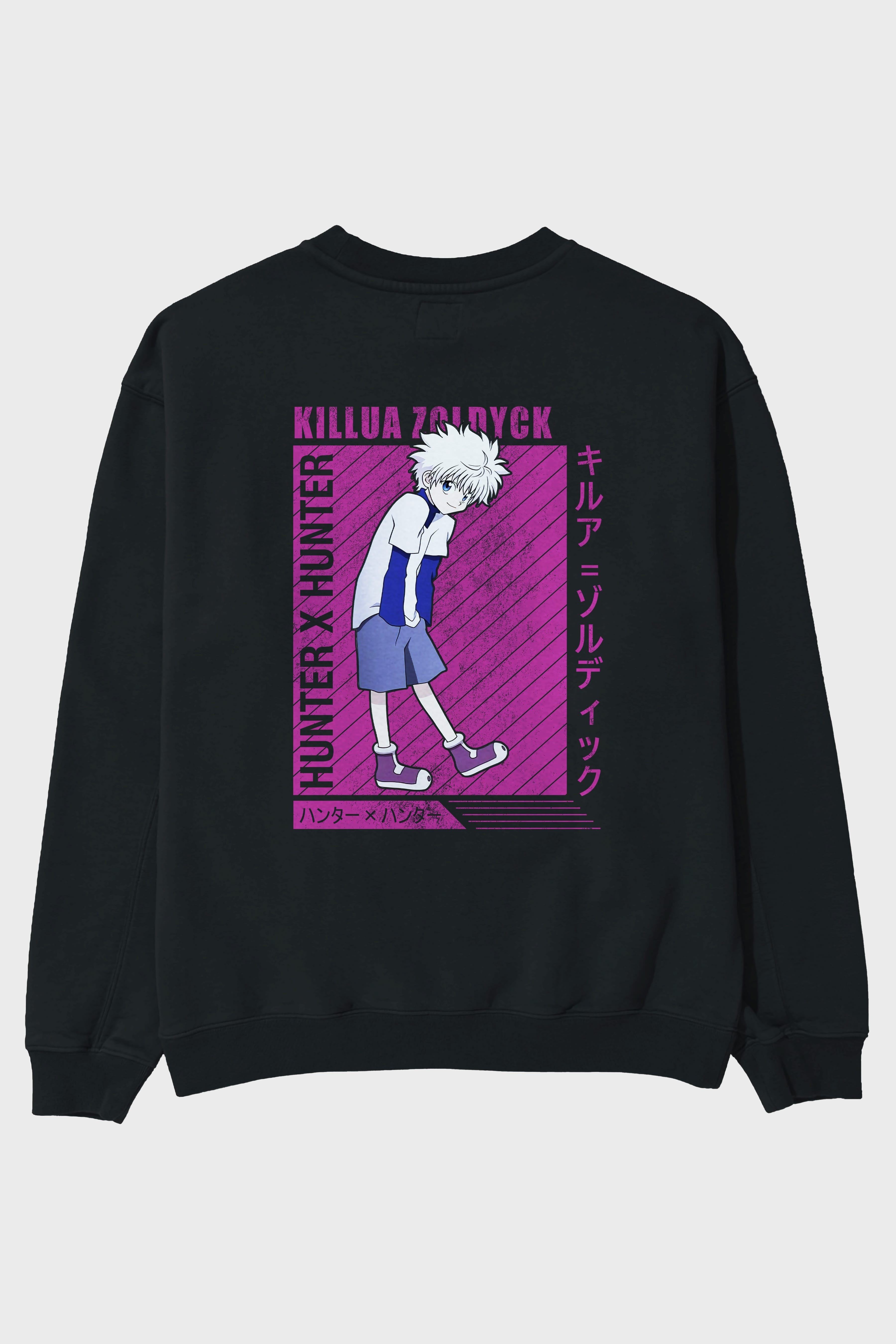 Killua Zoldyck 3 1 Anime Arka Baskılı Oversize Sweatshirt Erkek Kadın Unisex