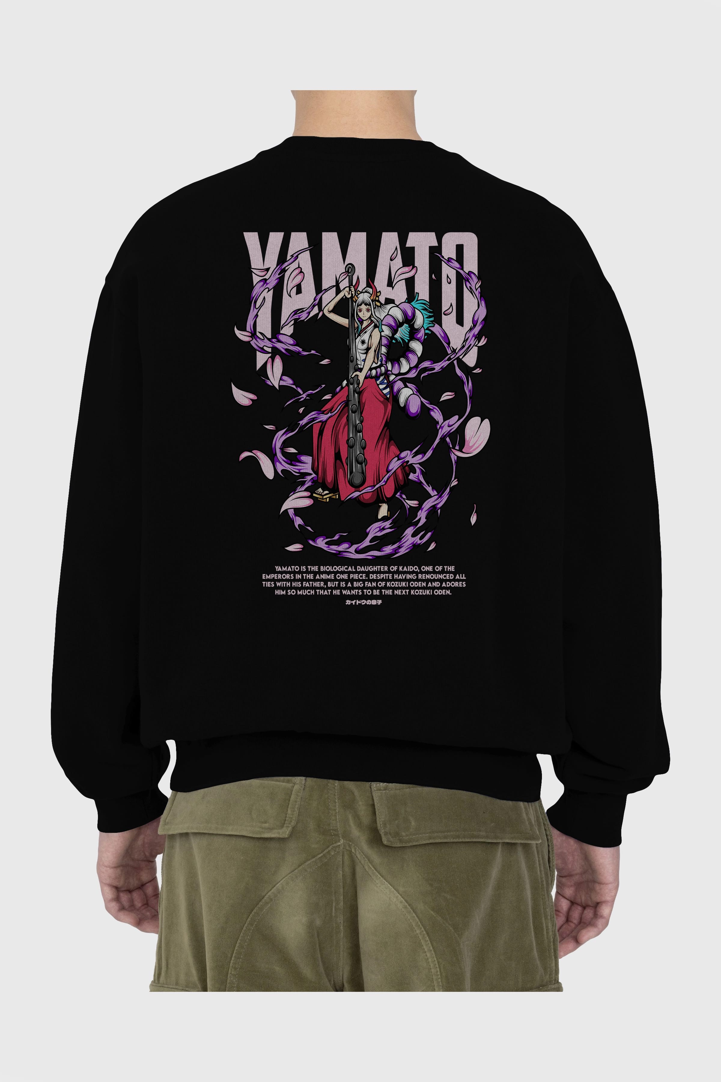 Yamato Anime Arka Baskılı Oversize Sweatshirt Erkek Kadın Unisex