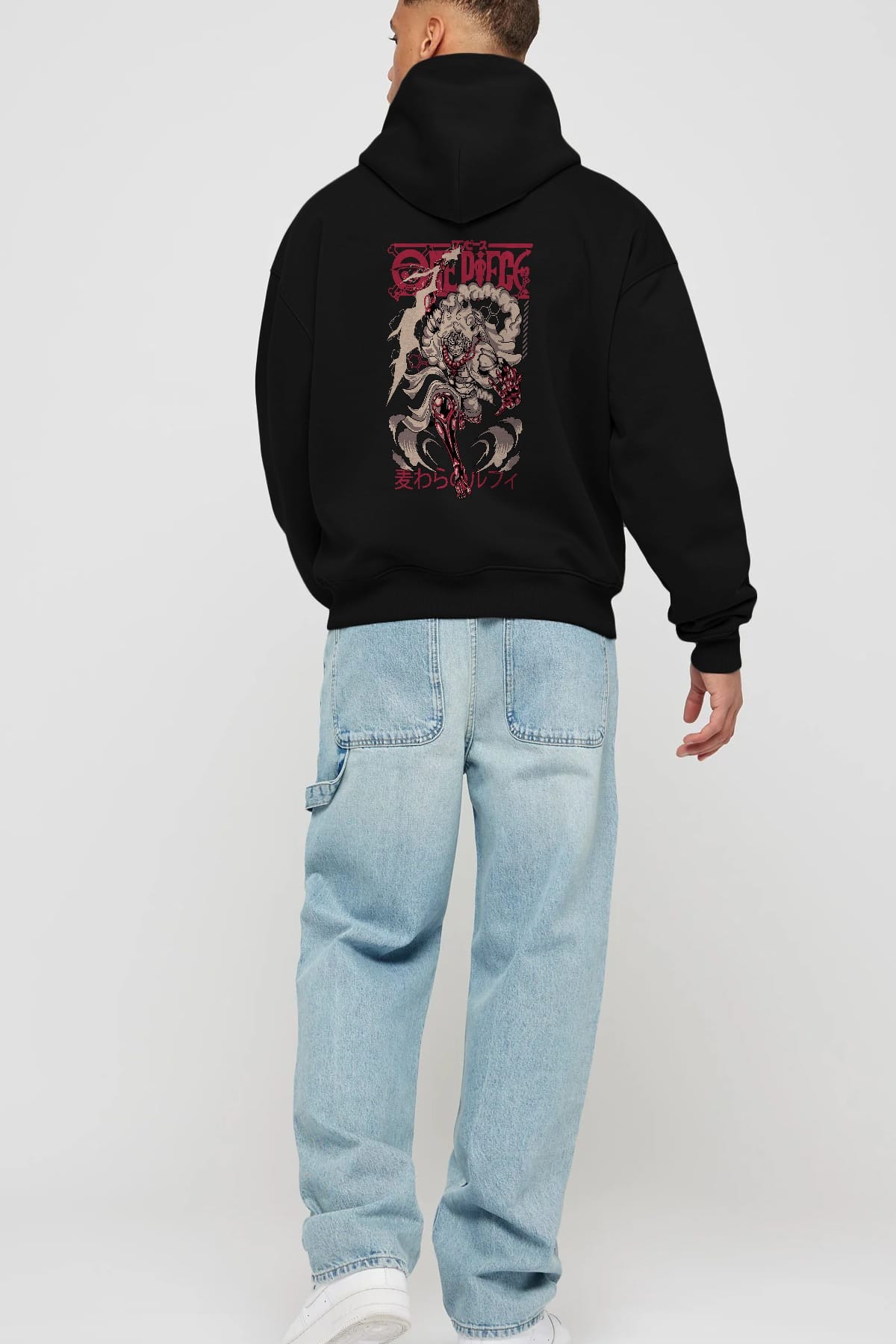 MONKEY D. LUFF-ONE PIECE 1 Anime Arka Baskılı Hoodie Oversize Kapüşonlu Sweatshirt Erkek Kadın Unisex