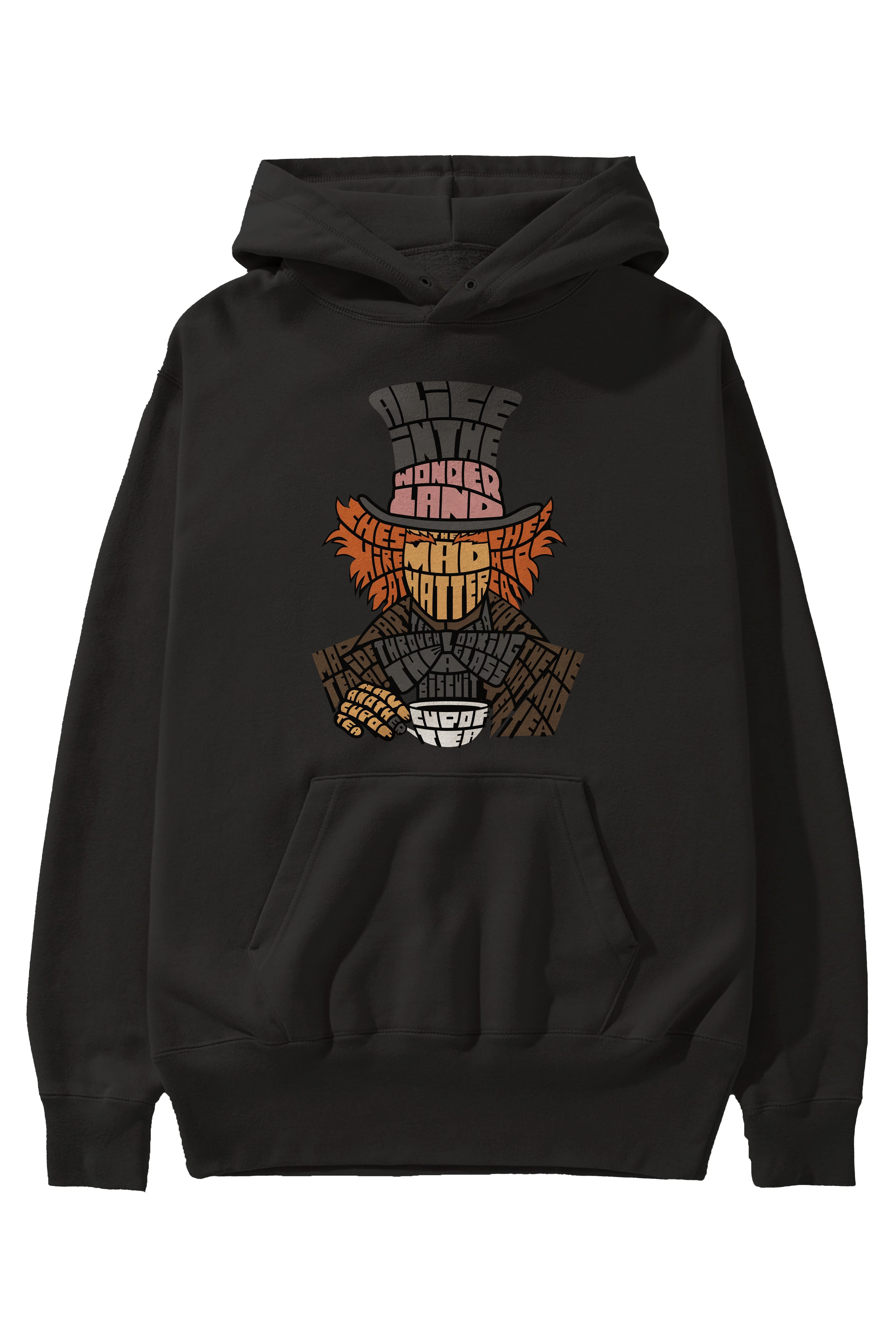 Madhatter Ön Baskılı Hoodie Oversize Kapüşonlu Sweatshirt Erkek Kadın Unisex