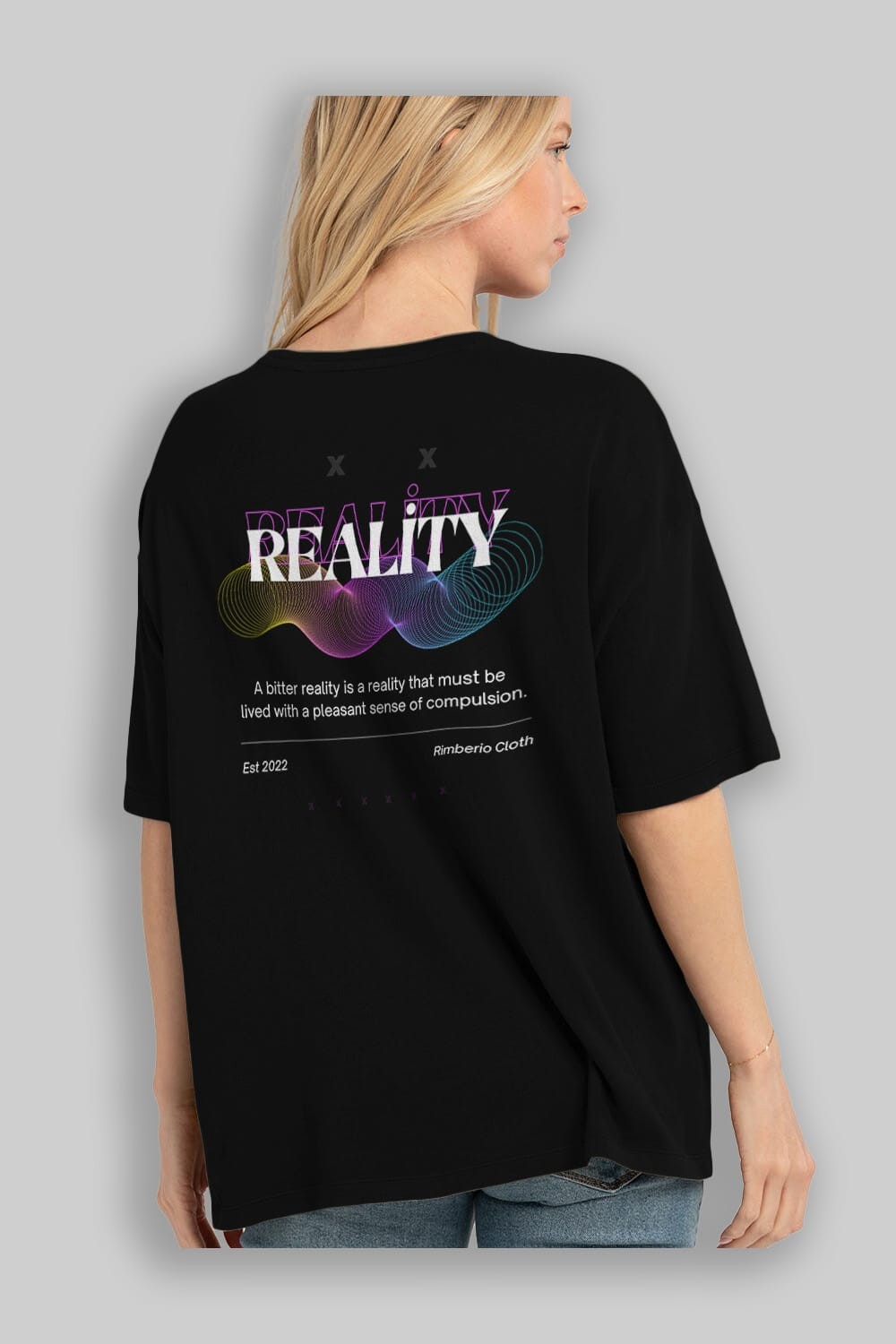 Reality 2 Arka Baskılı Oversize t-shirt Erkek Kadın Unisex