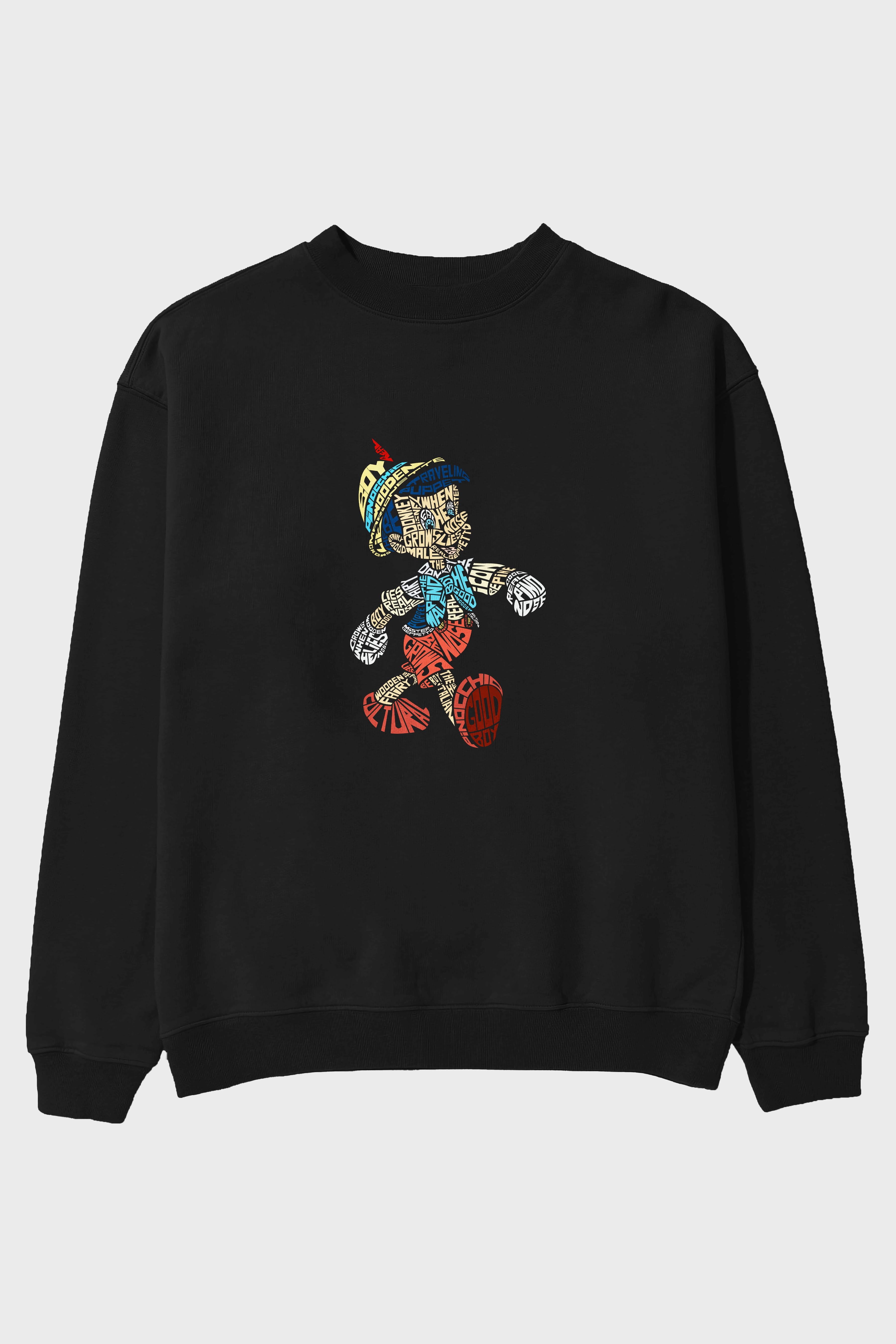 Pinokio Ön Baskılı Oversize Sweatshirt Erkek Kadın Unisex