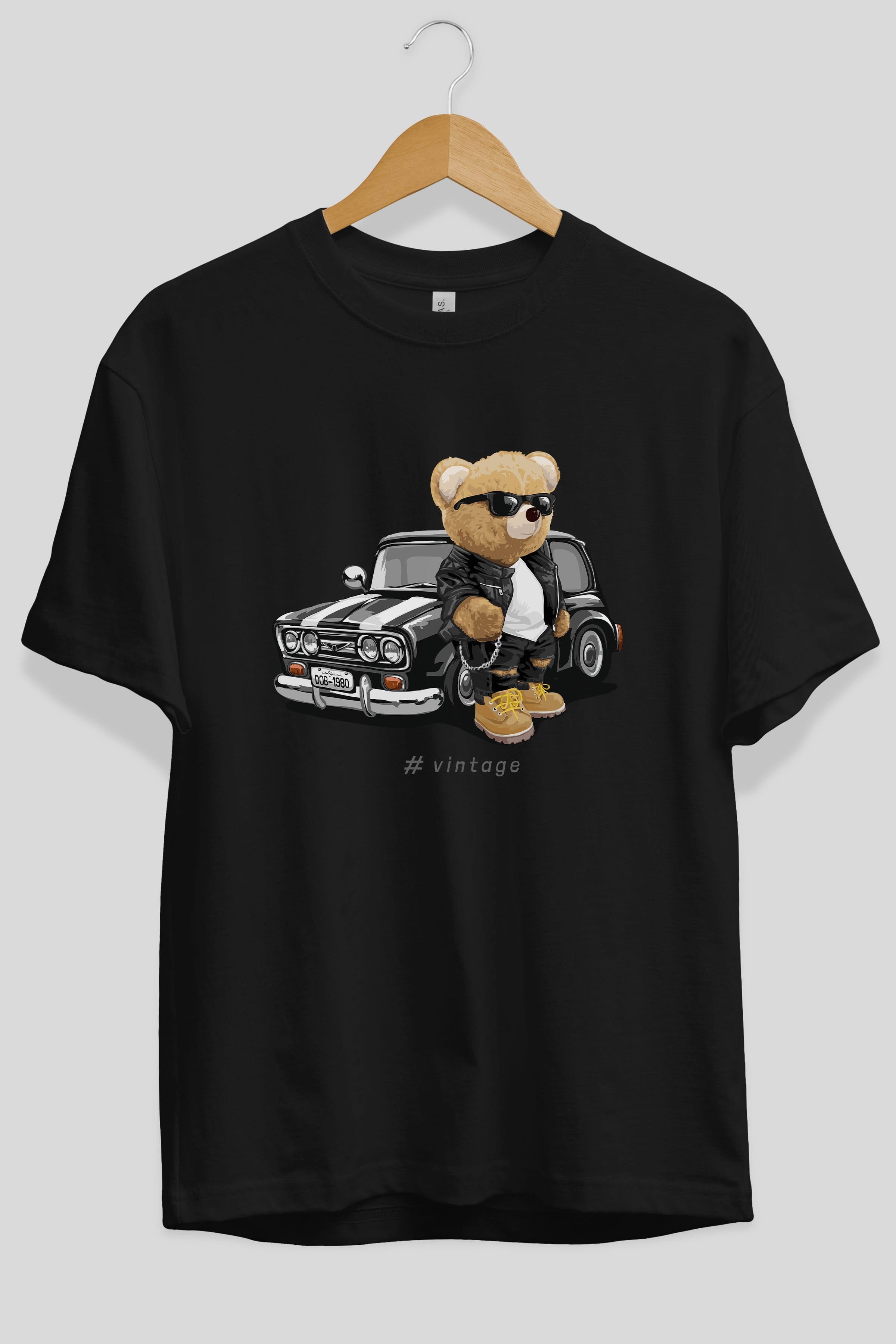 Teddy Bear Vintage Ön Baskılı Oversize t-shirt Erkek Kadın Unisex %100 Pamuk
