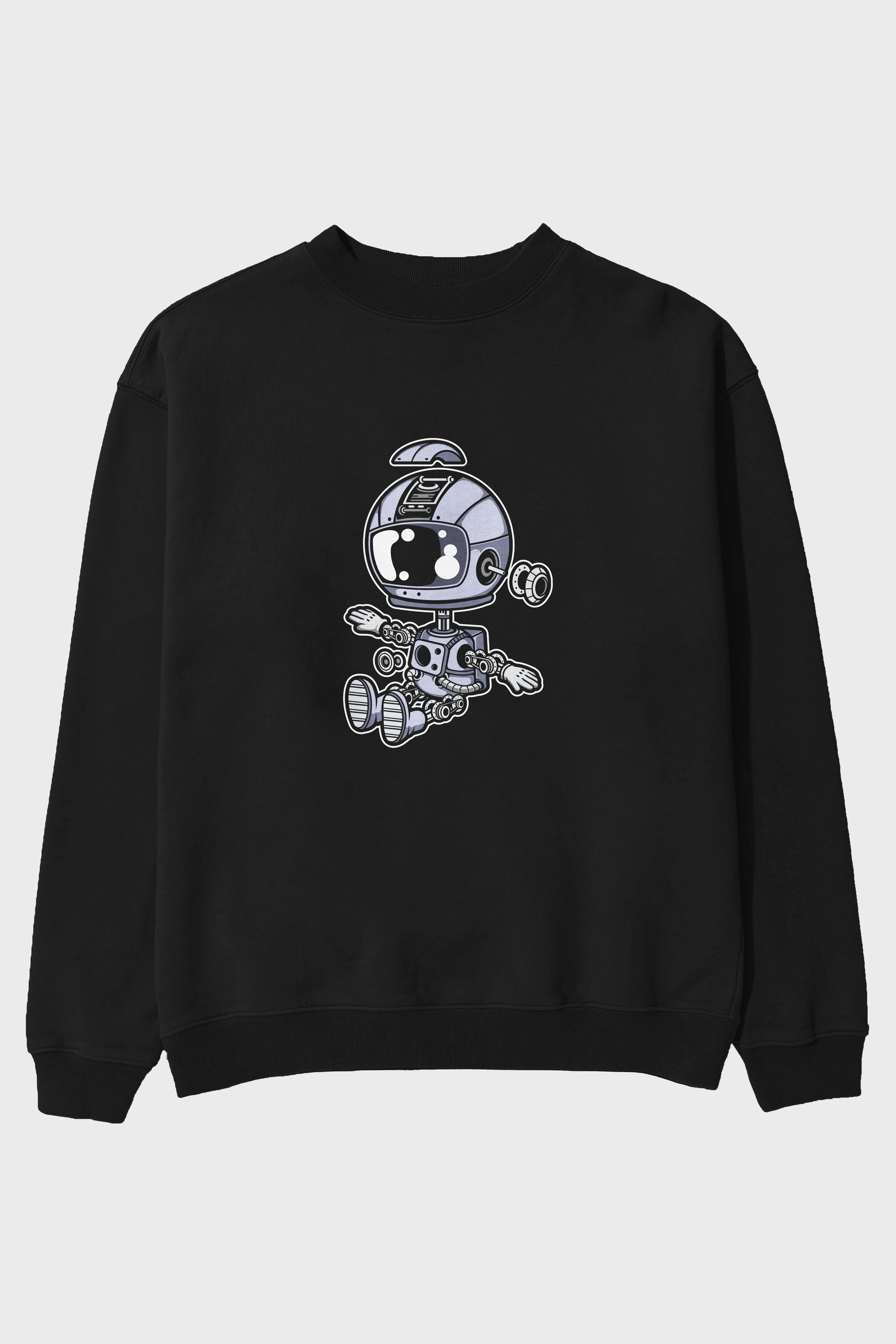 Astronaut Robot Ön Baskılı Oversize Sweatshirt Erkek Kadın Unisex