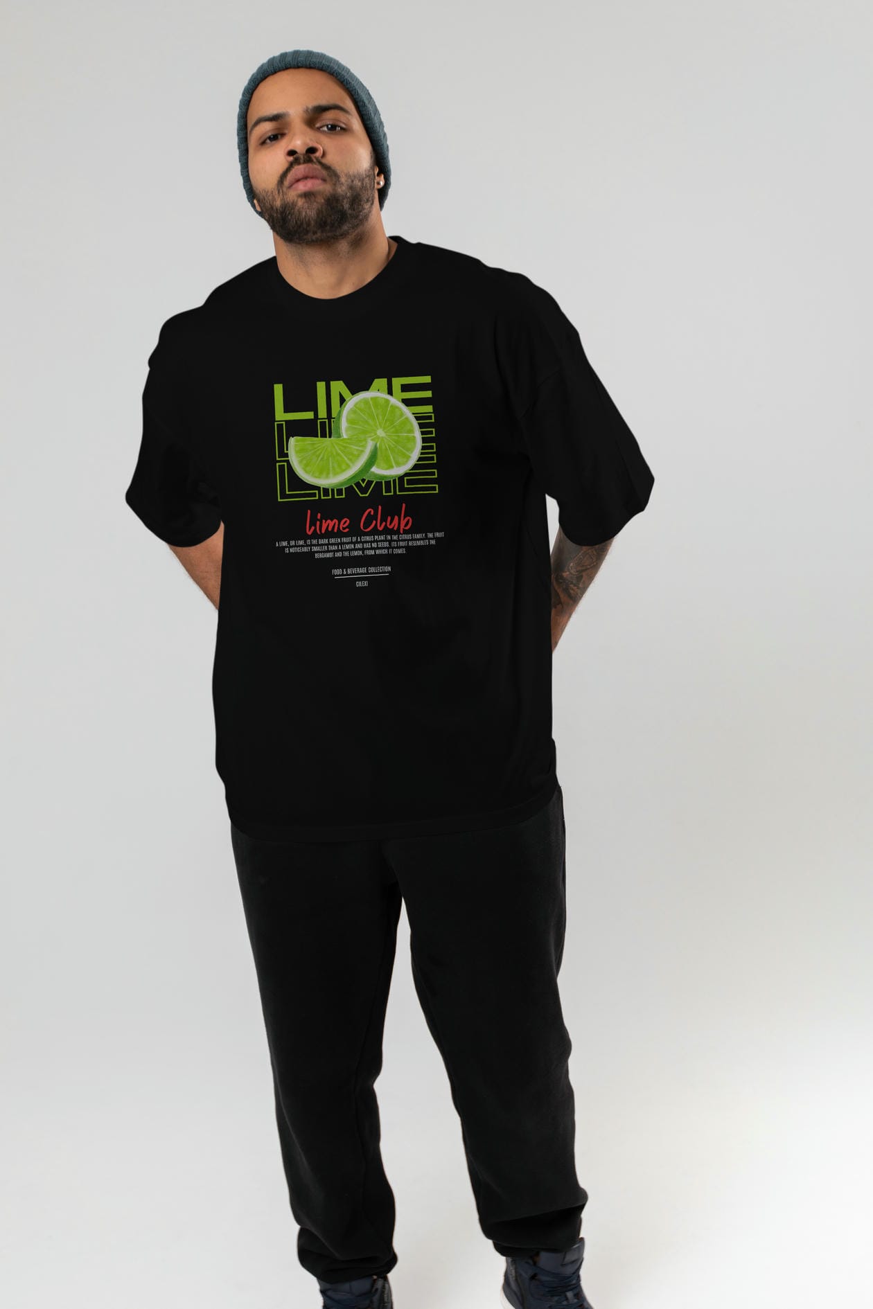 Lime Kokteyl Serisi ön Baskılı Oversize t-shirt Erkek Kadın %100 Pamuk Bisiklet Yaka tişort