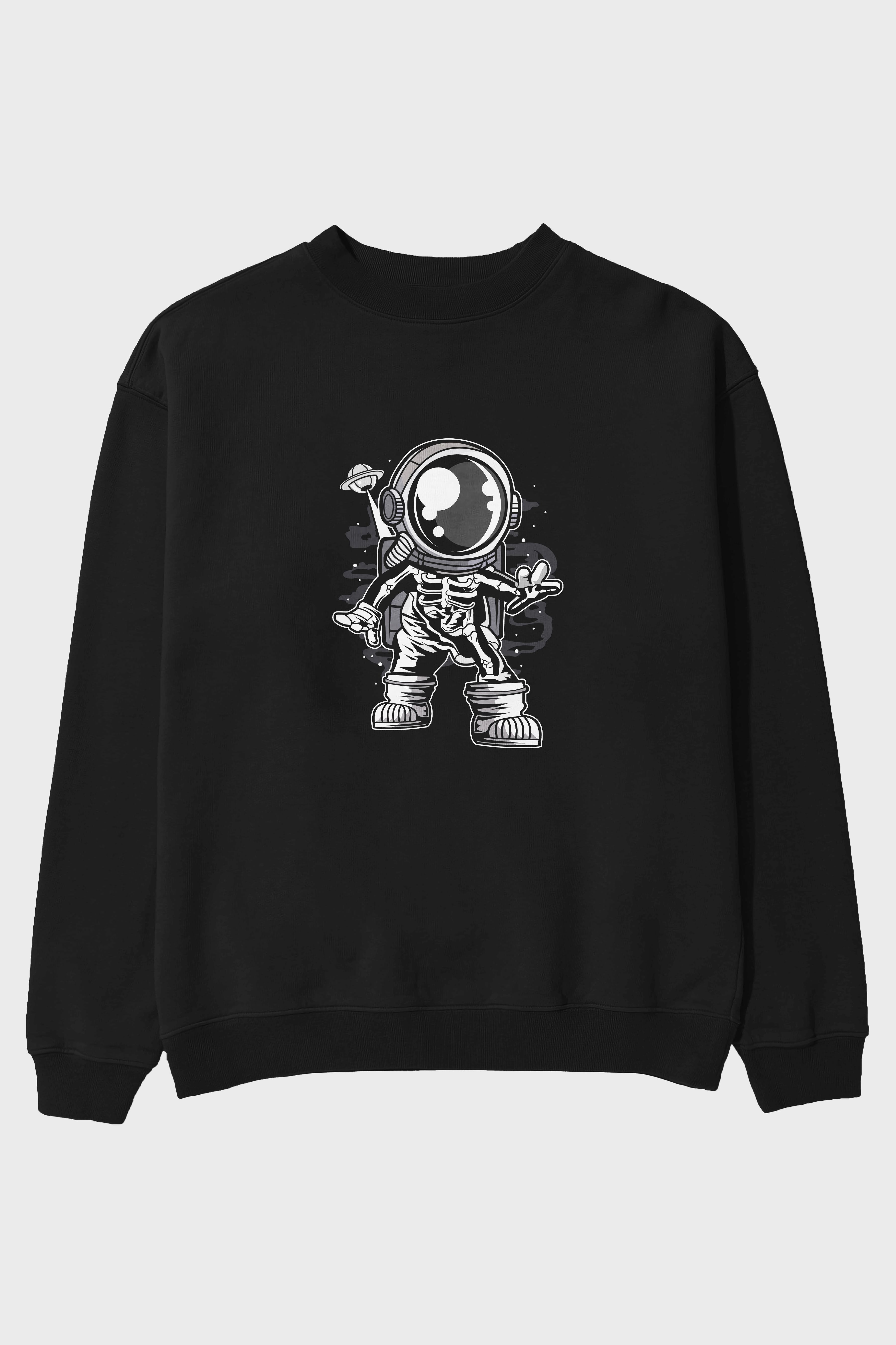 Space Skeleton Ön Baskılı Oversize Sweatshirt Erkek Kadın Unisex