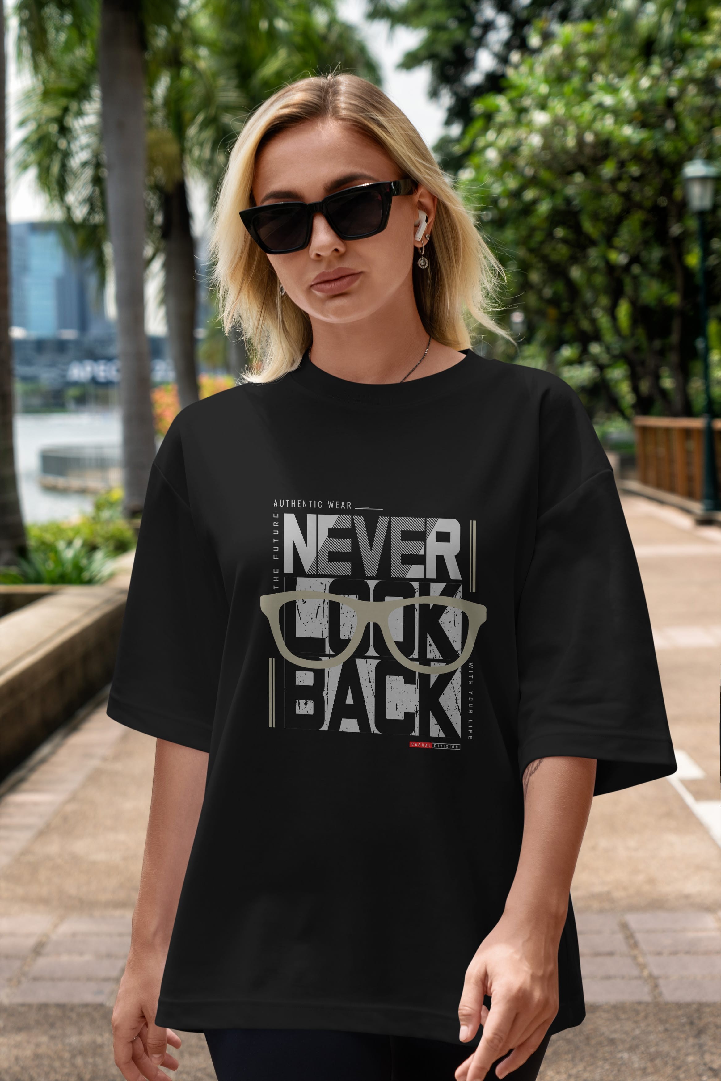 Never Look Back Ön Baskılı Oversize t-shirt Erkek Kadın Unisex