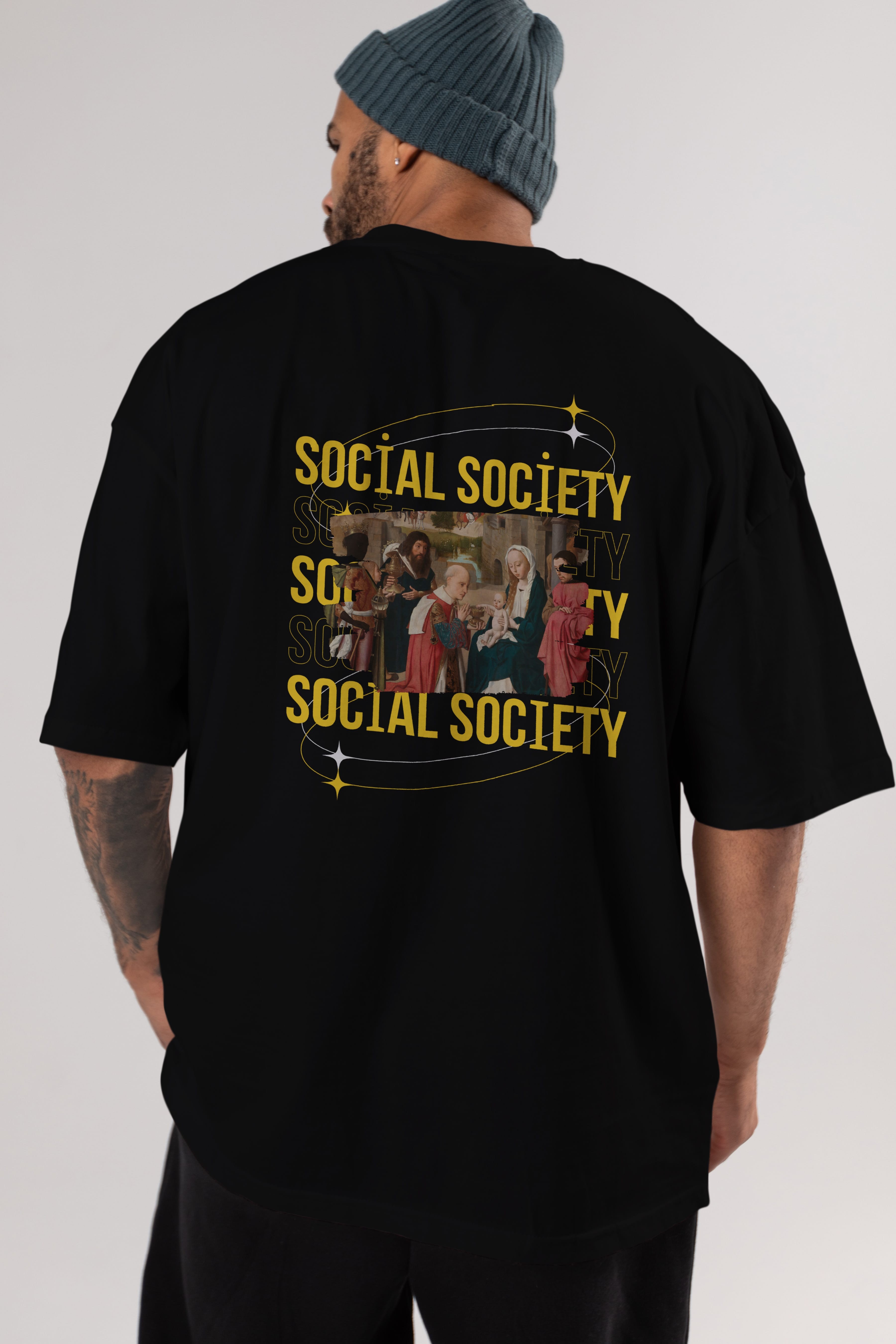 Social Society Yazılı Arka Baskılı Oversize t-shirt Erkek Kadın Unisex