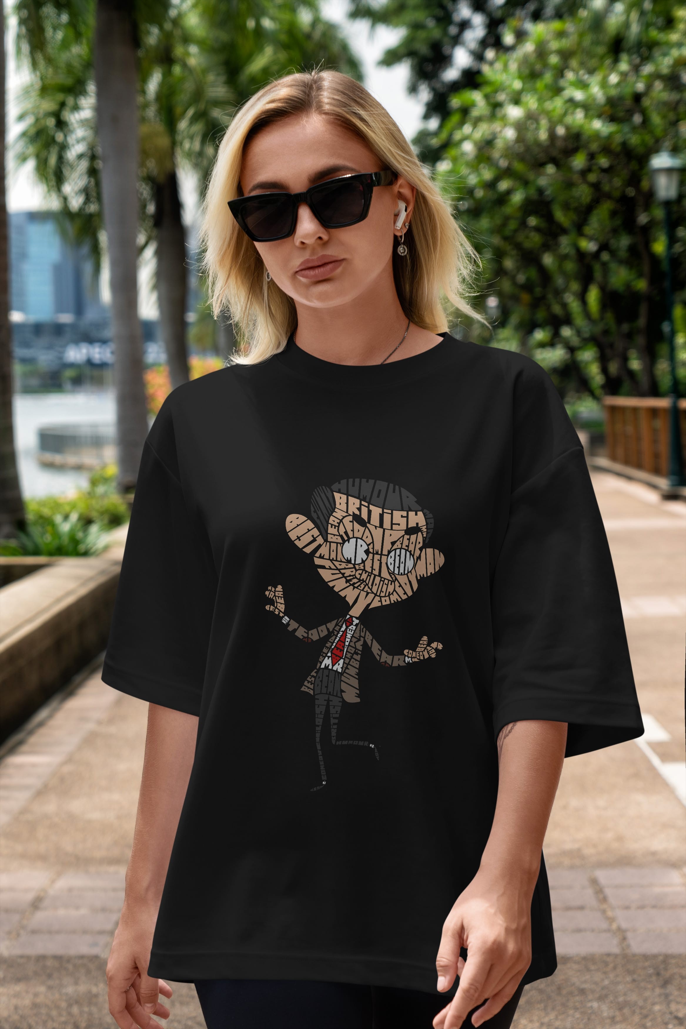 Mr Bean Ön Baskılı Oversize t-shirt %100 pamuk Erkek Kadın Unisex