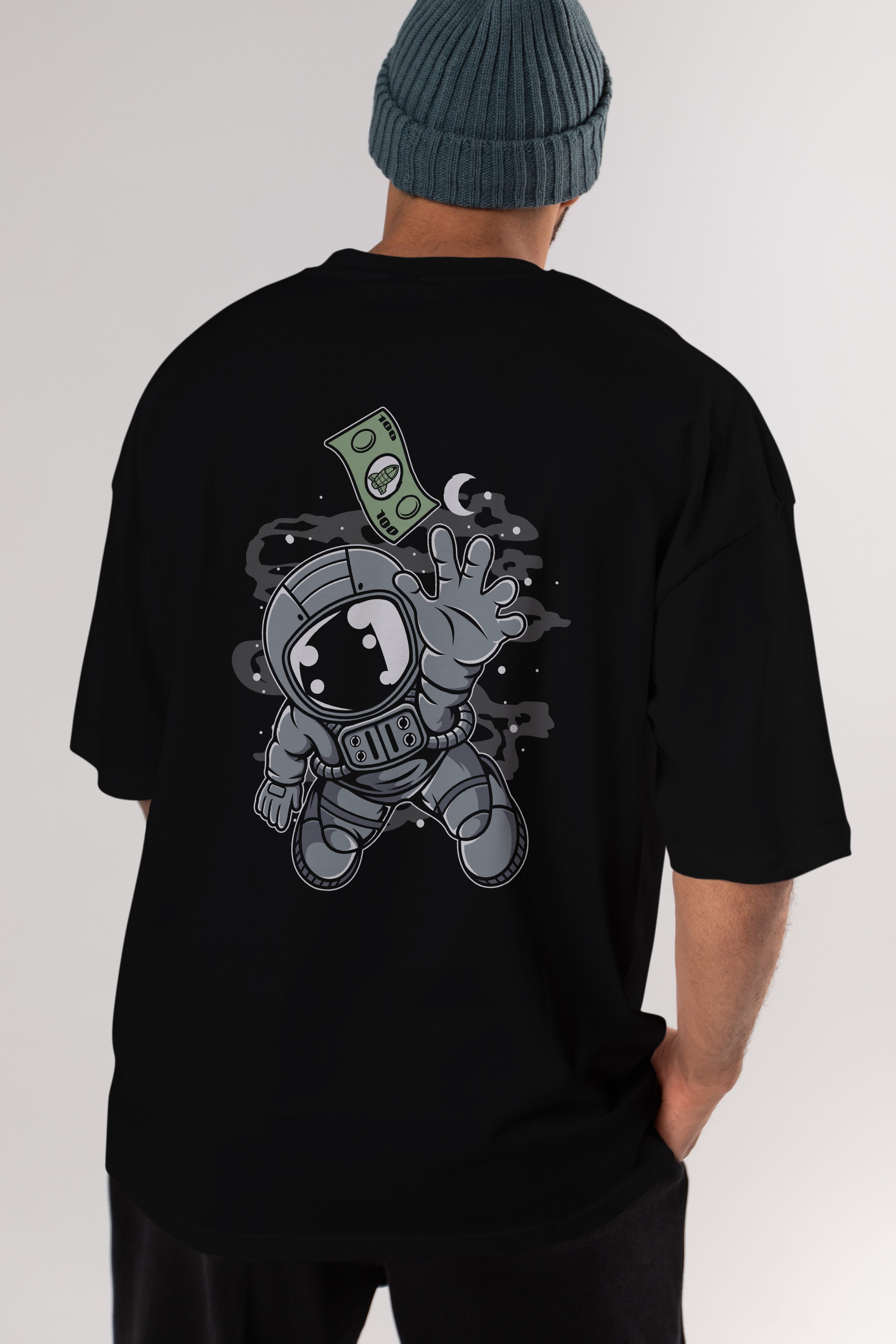 Astronaut Dollar Arka Baskılı Oversize t-shirt Erkek Kadın Unisex