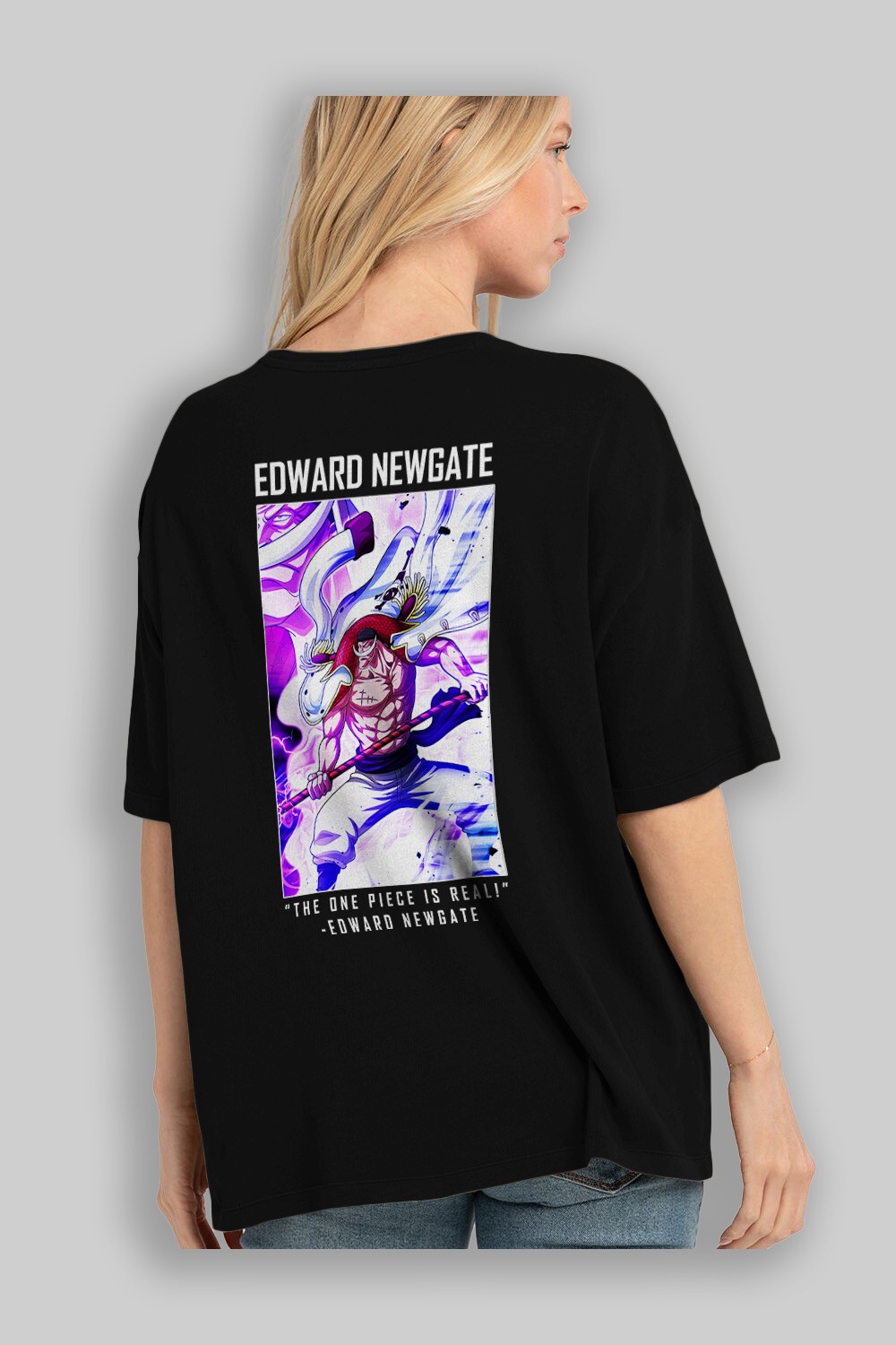 Edward Newgate Anime Arka Baskılı Oversize t-shirt Erkek Kadın Unisex %100 pamuk tişort