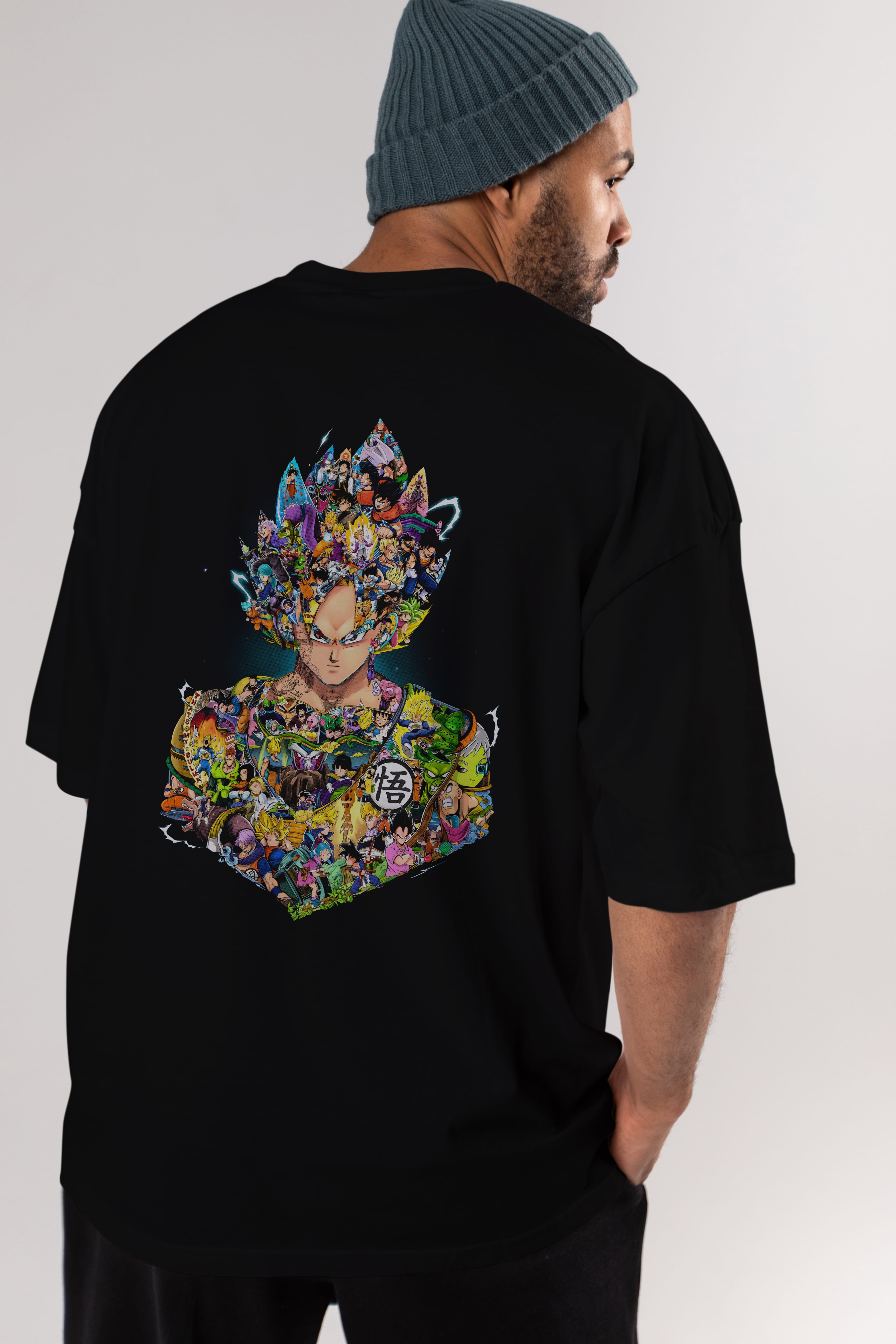 DRAGON BALL ART Anime Arka Baskılı Oversize t-shirt Erkek Kadın Unisex