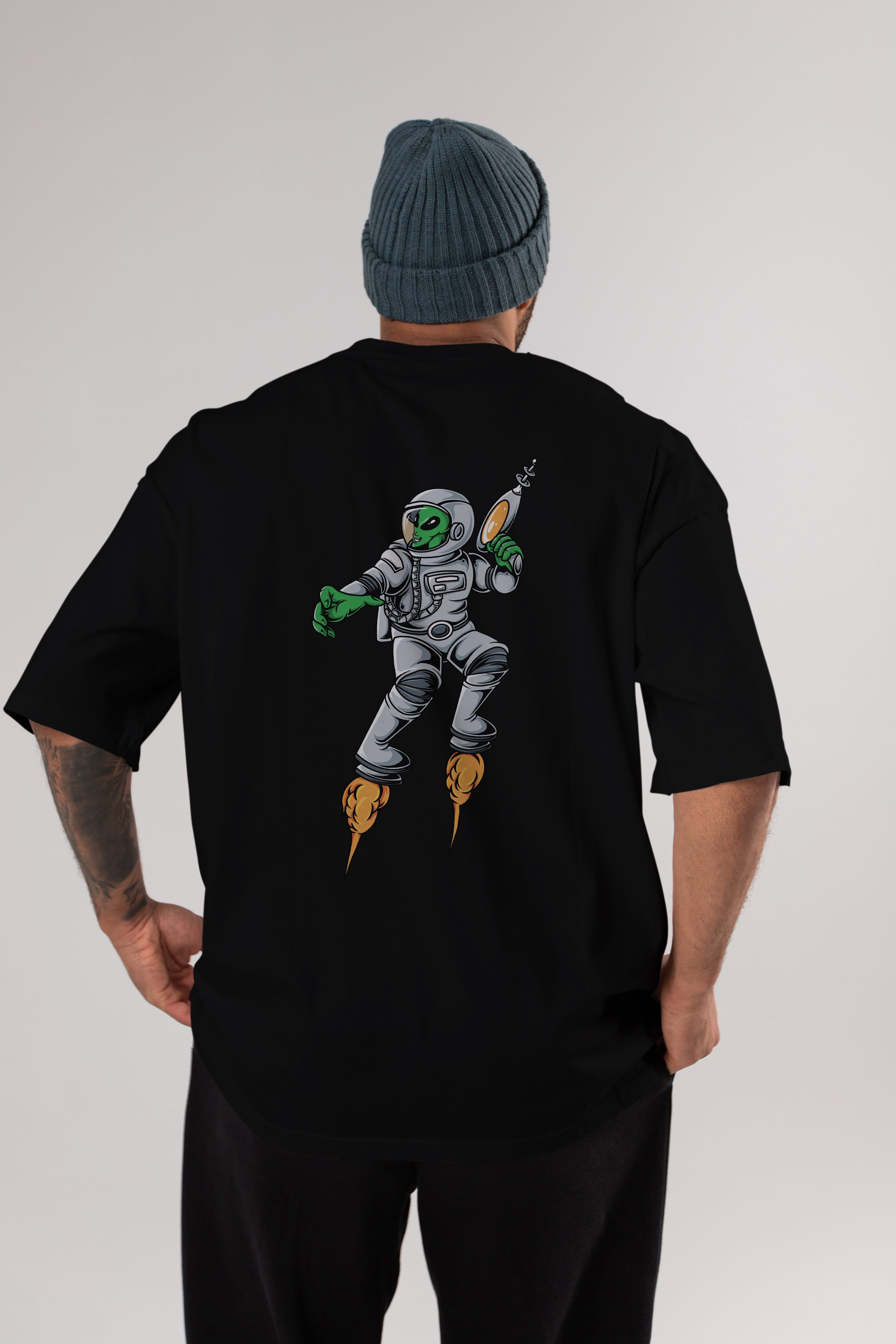 Alien Wars Arka Baskılı Oversize t-shirt Erkek Kadın Unisex