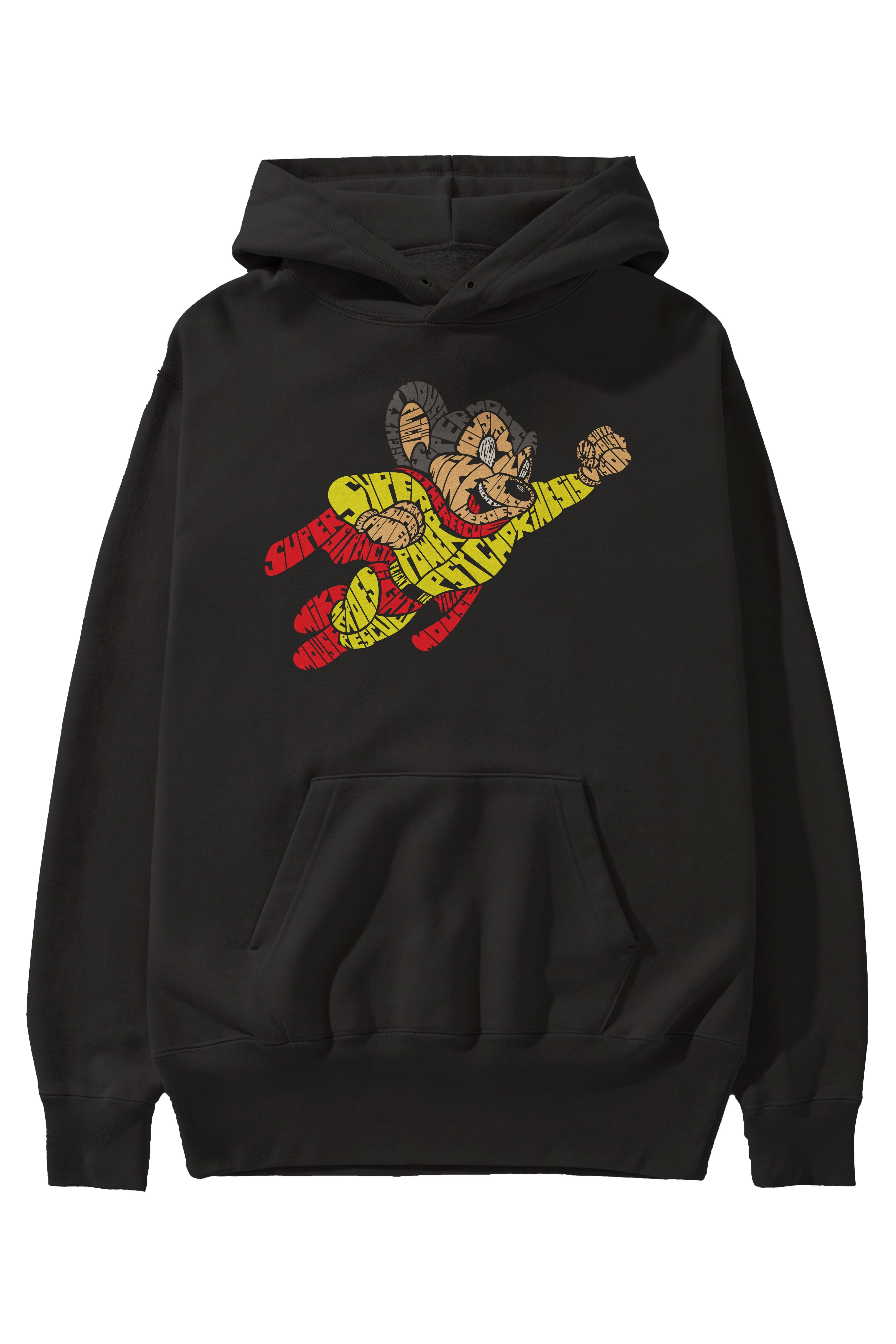 Mighty Mouse Ön Baskılı Hoodie Oversize Kapüşonlu Sweatshirt Erkek Kadın Unisex