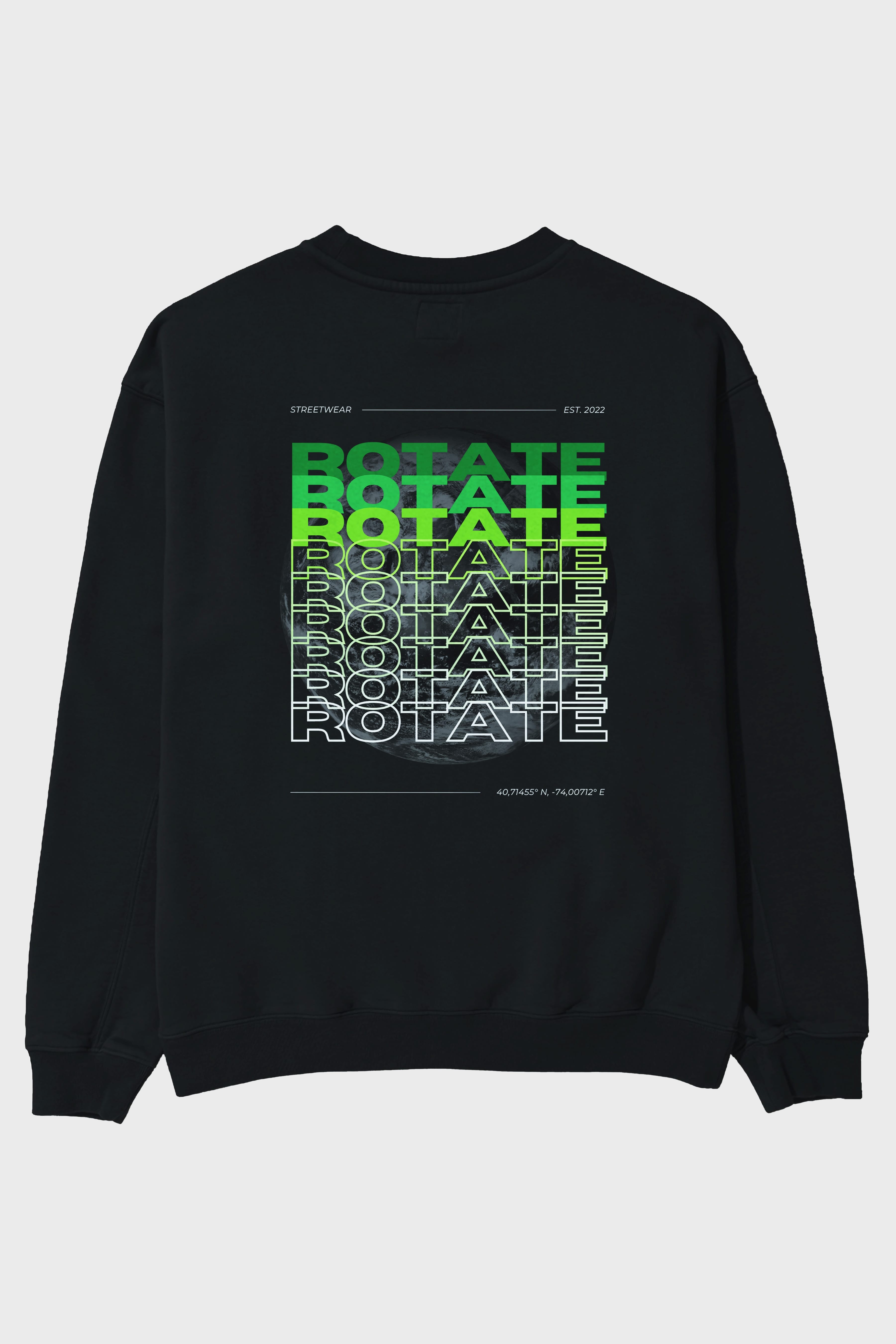 Rotate Yazılı Arka Baskılı Oversize Sweatshirt Erkek Kadın Unisex