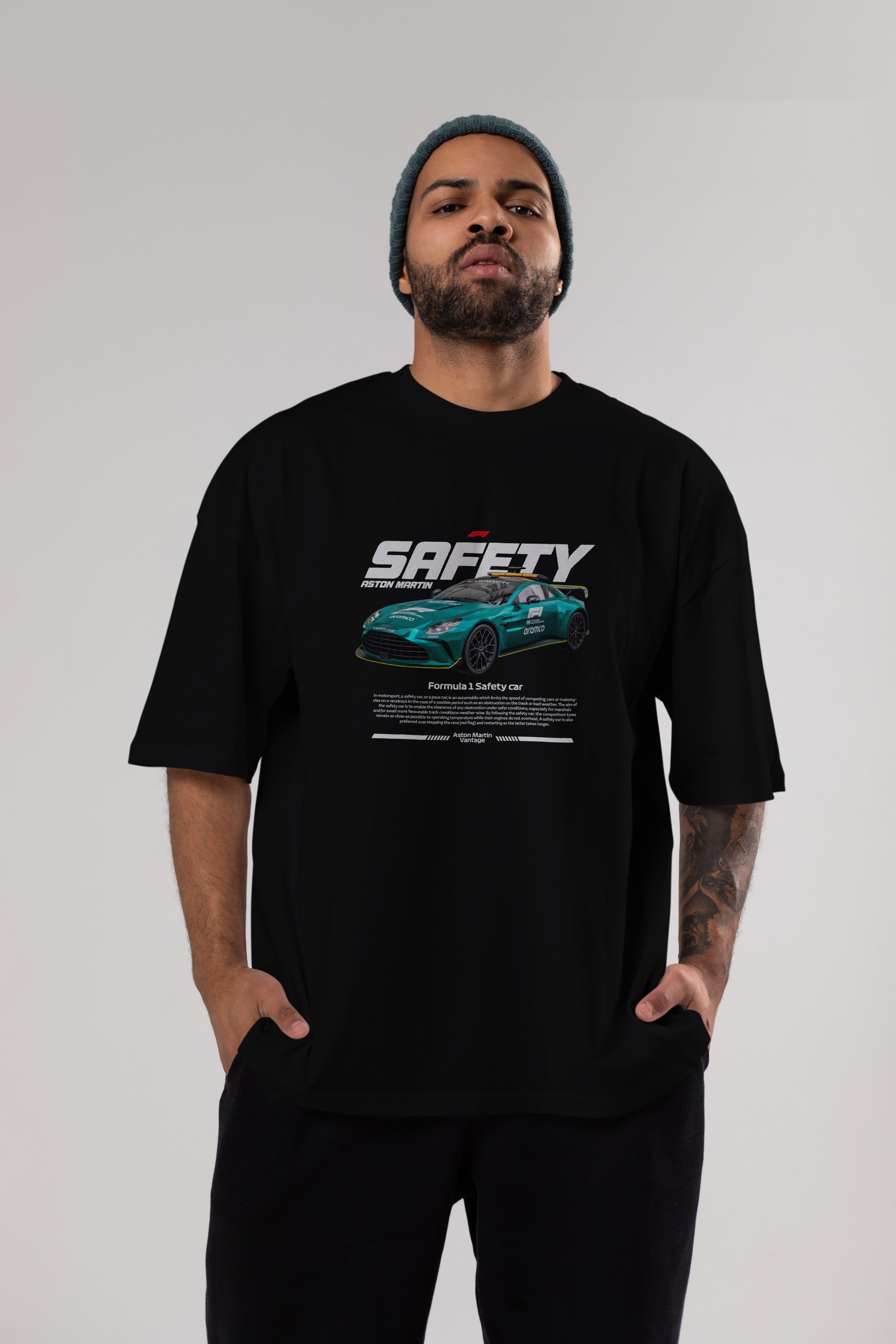 safety car f1 Ön Baskılı Oversize t-shirt Erkek Kadın Unisex %100 Pamuk Bisiklet Yaka tişort