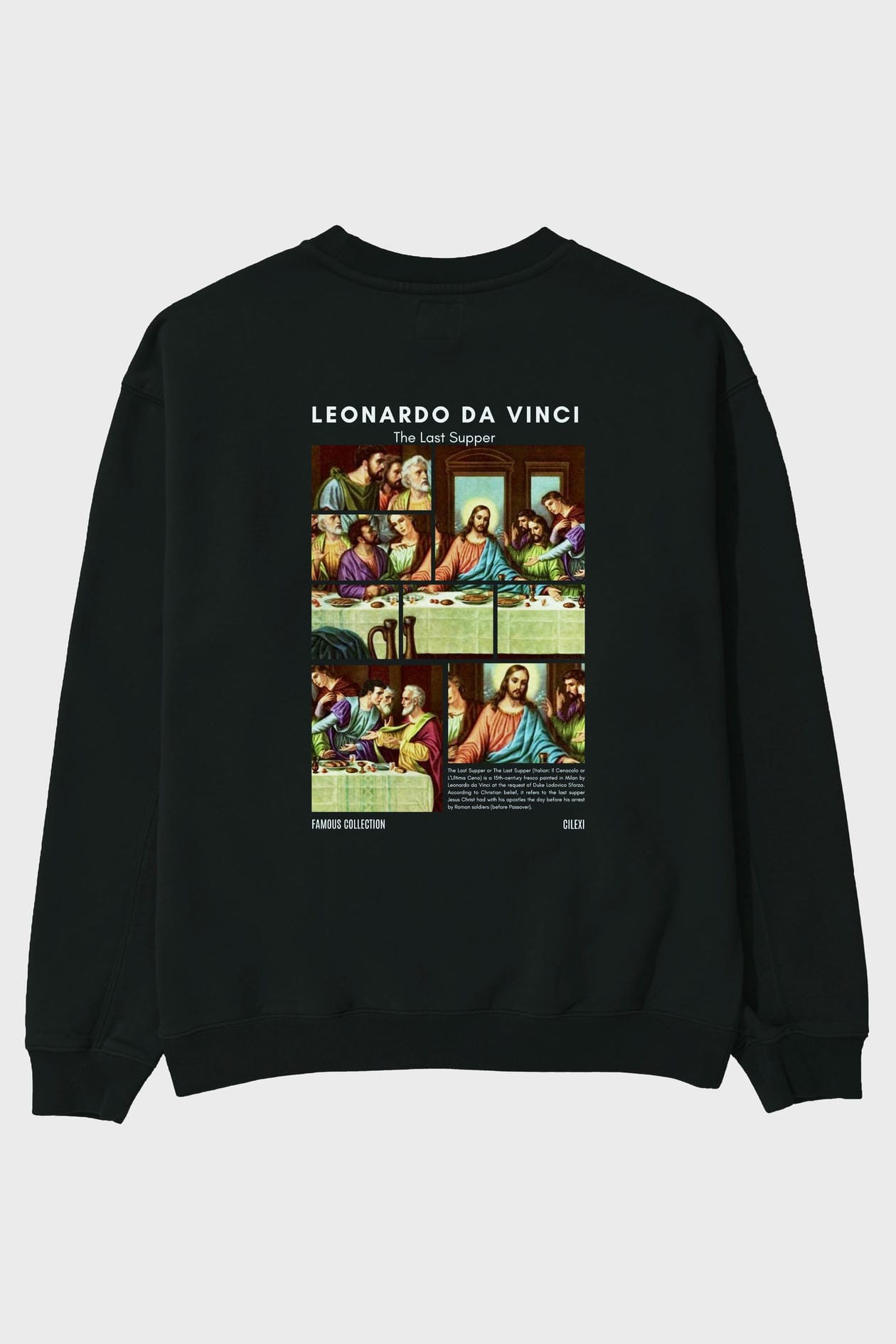 Leonardo Da Vinci Arka Baskılı Oversize Sweatshirt Erkek Kadın Unisex