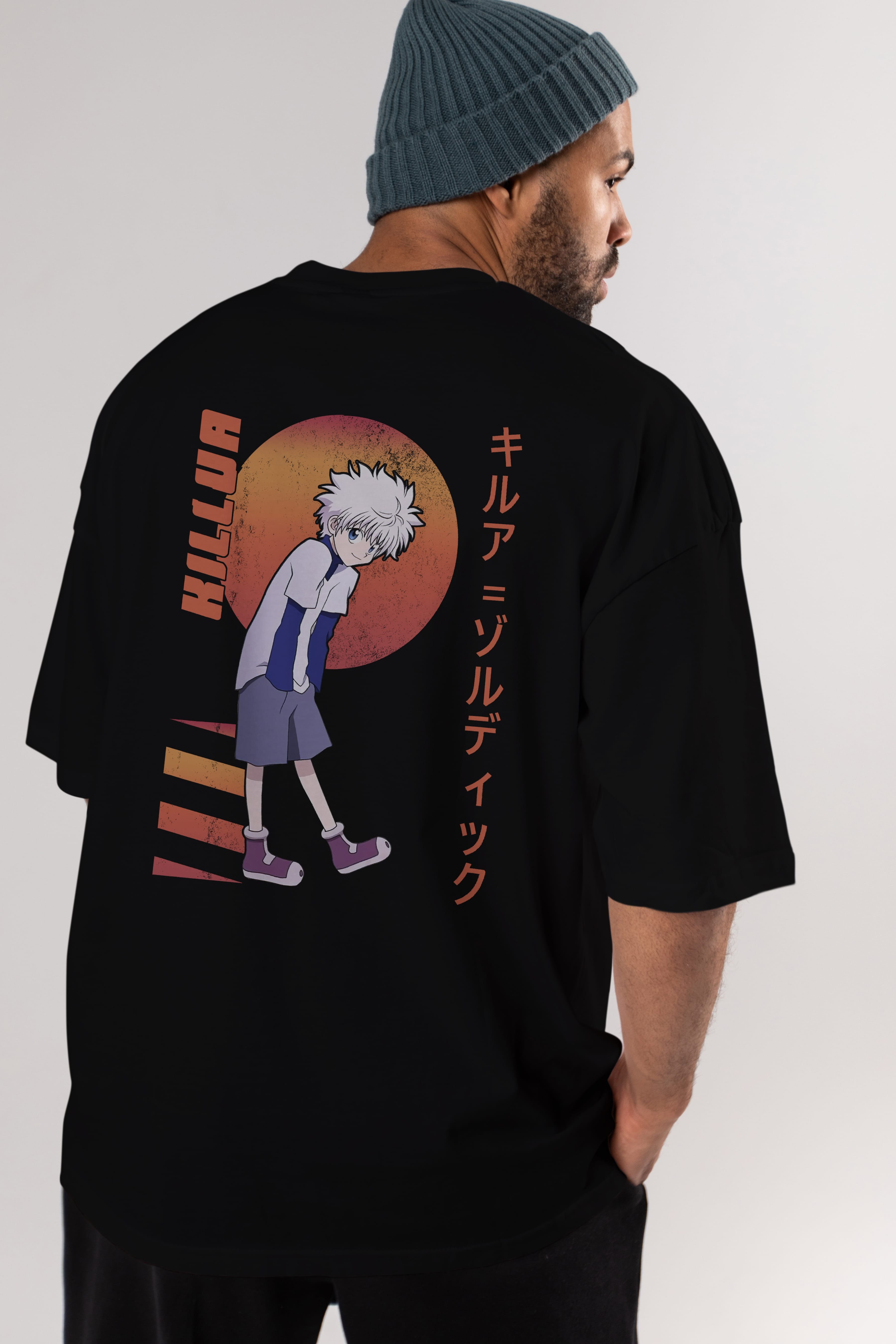 Killua Zoldyck 5 2 Anime Arka Baskılı Oversize t-shirt Erkek Kadın Unisex