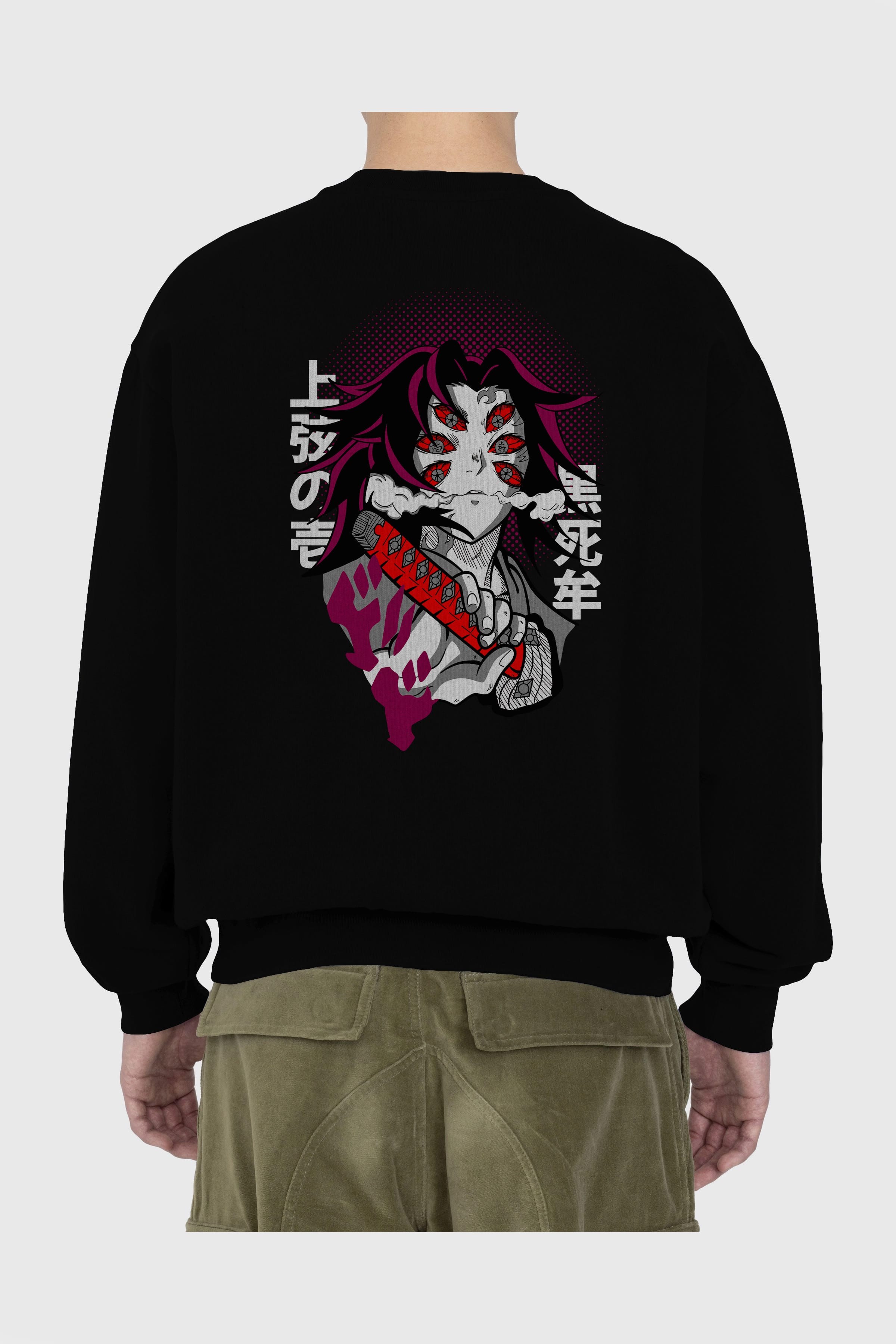 kokushibo DEMON SLAYER Anime Arka Baskılı Oversize Sweatshirt Erkek Kadın Unisex