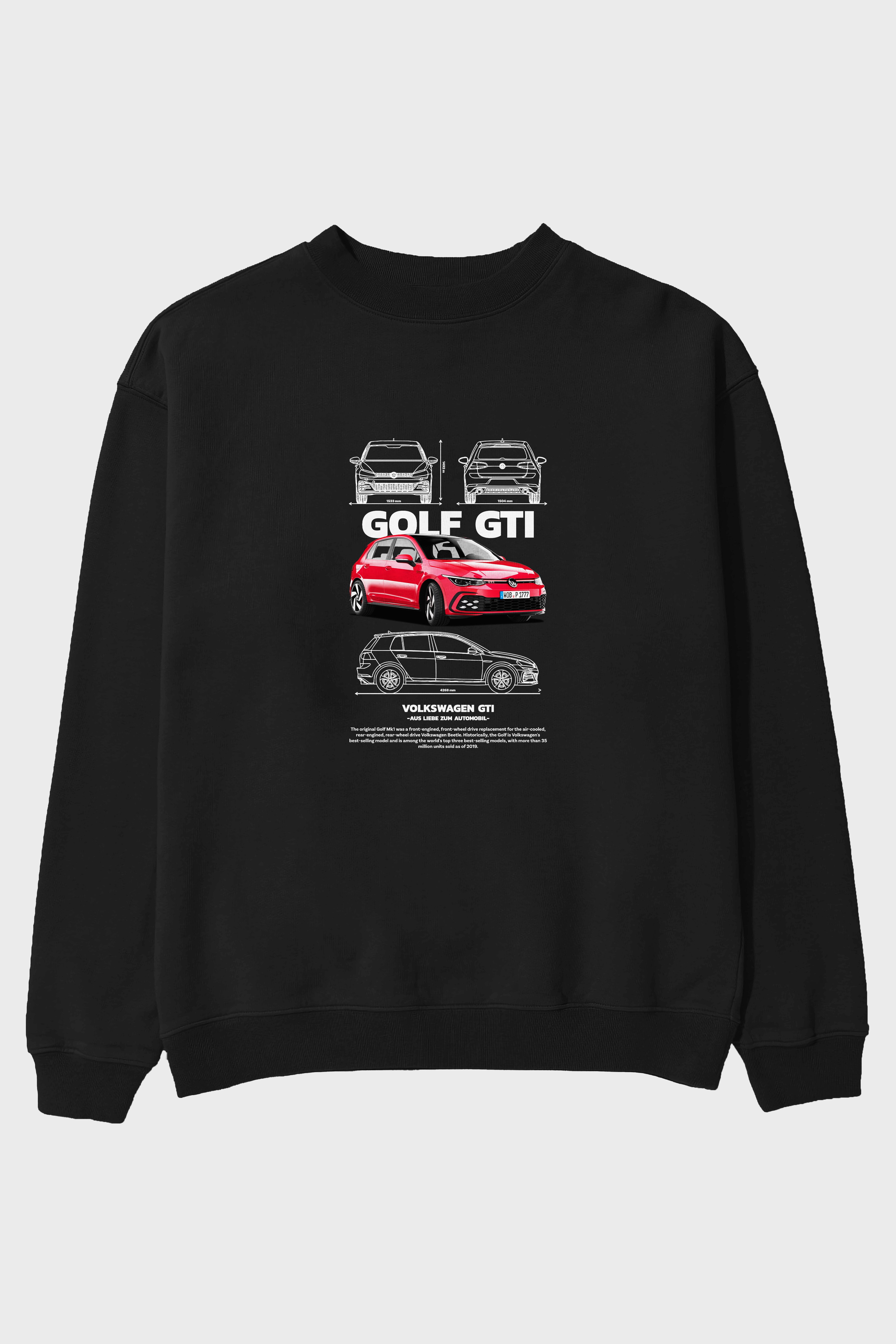 VOLKSWAGEN Golf GTI Ön Baskılı Anime Oversize Sweatshirt Erkek Kadın Unisex