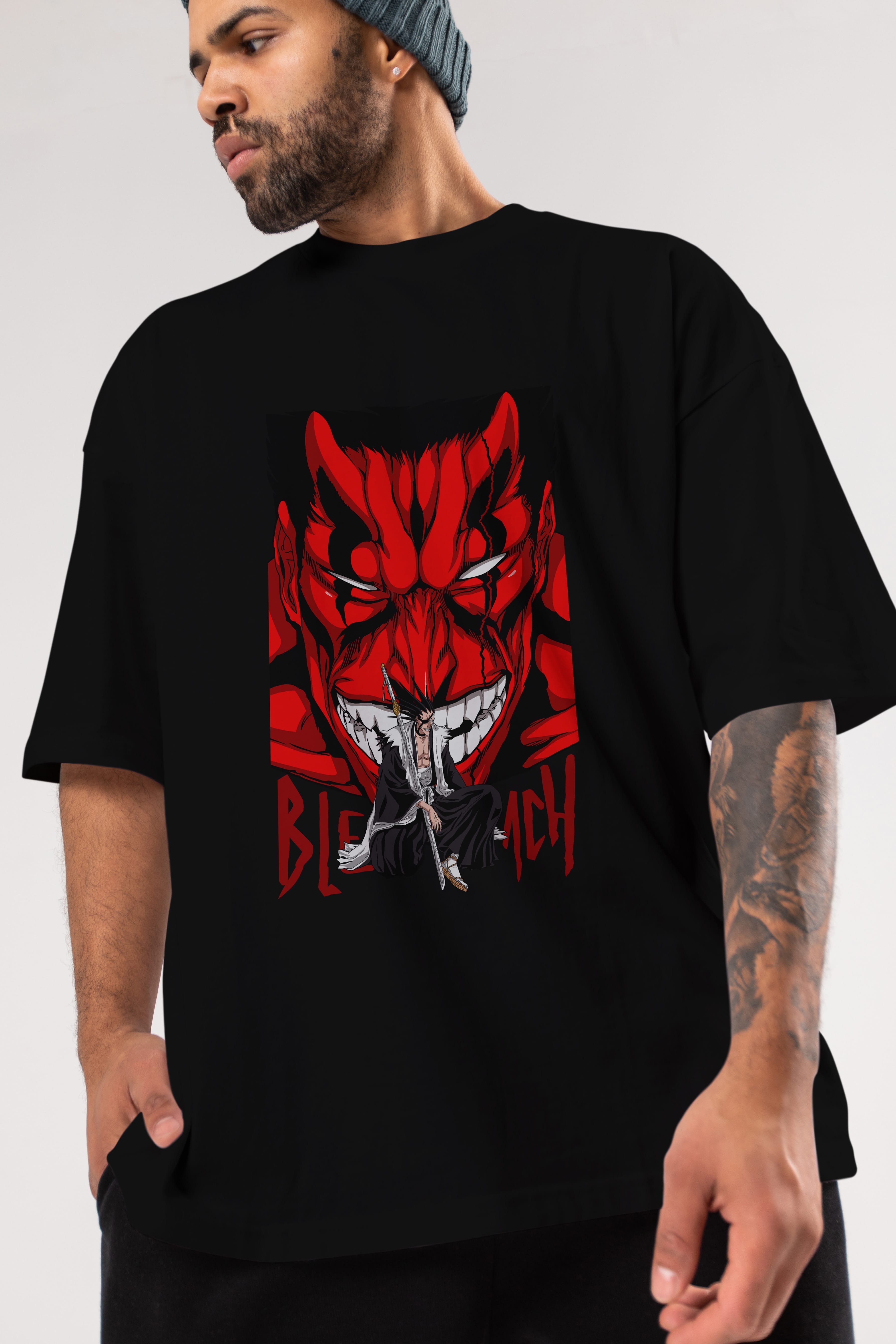 KENPACHI ZARAKI BLEACH Anime Ön Baskılı Oversize t-shirt %100 pamuk Erkek Kadın Unisex