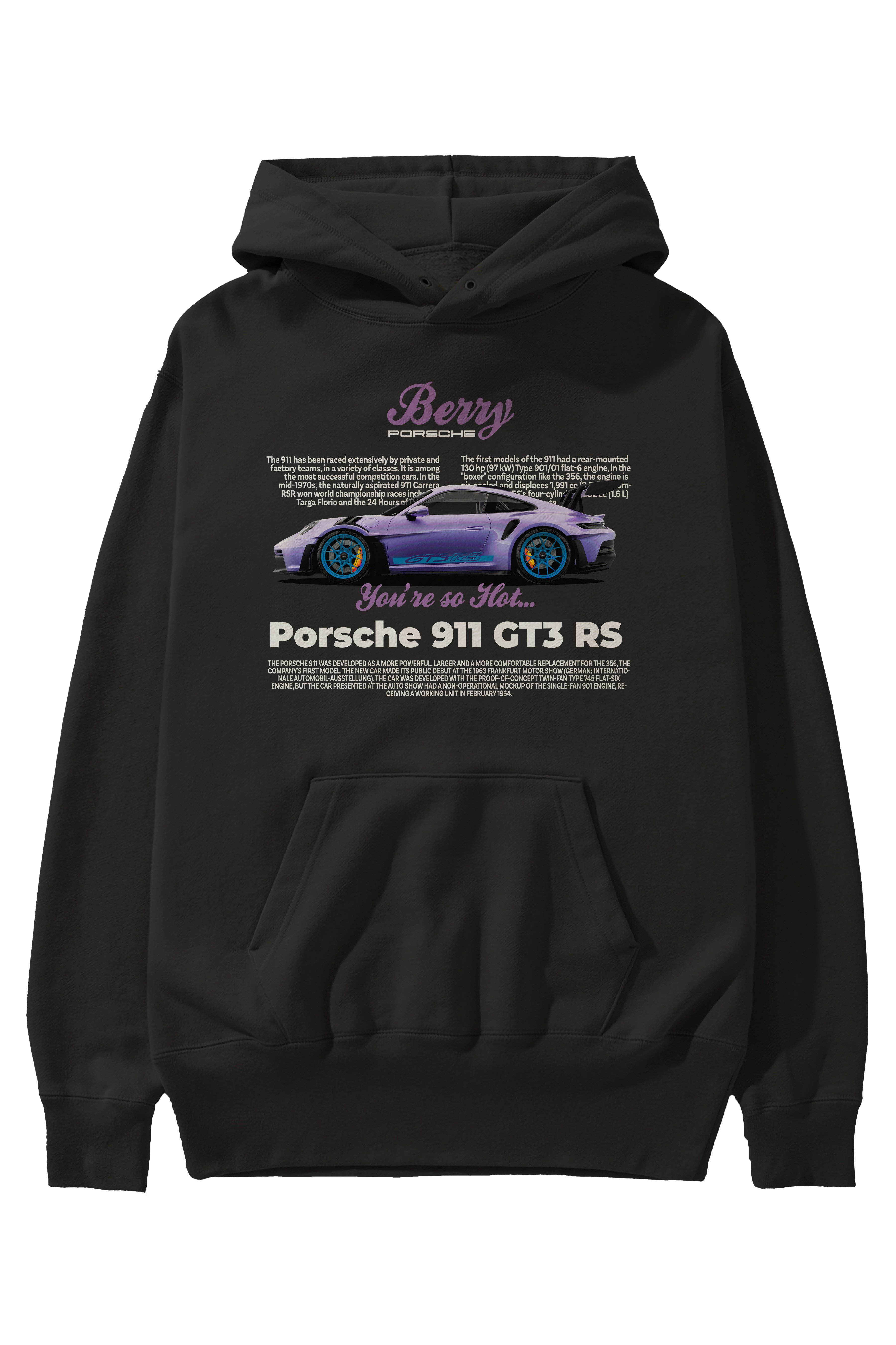 PORSCHE 911 GT3 BERRY PURPLE Ön Baskılı Hoodie Oversize Kapüşonlu Sweatshirt Erkek Kadın Unisex