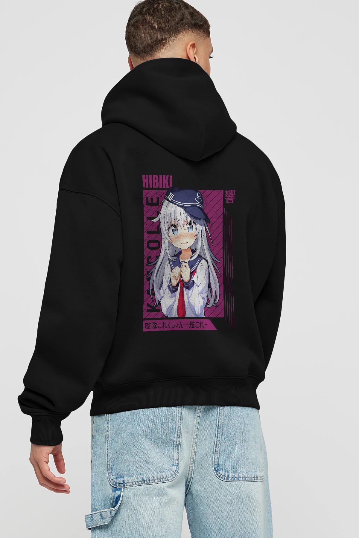 Hibiki 4 Anime Arka Baskılı Hoodie Oversize Kapüşonlu Sweatshirt Erkek Kadın Unisex