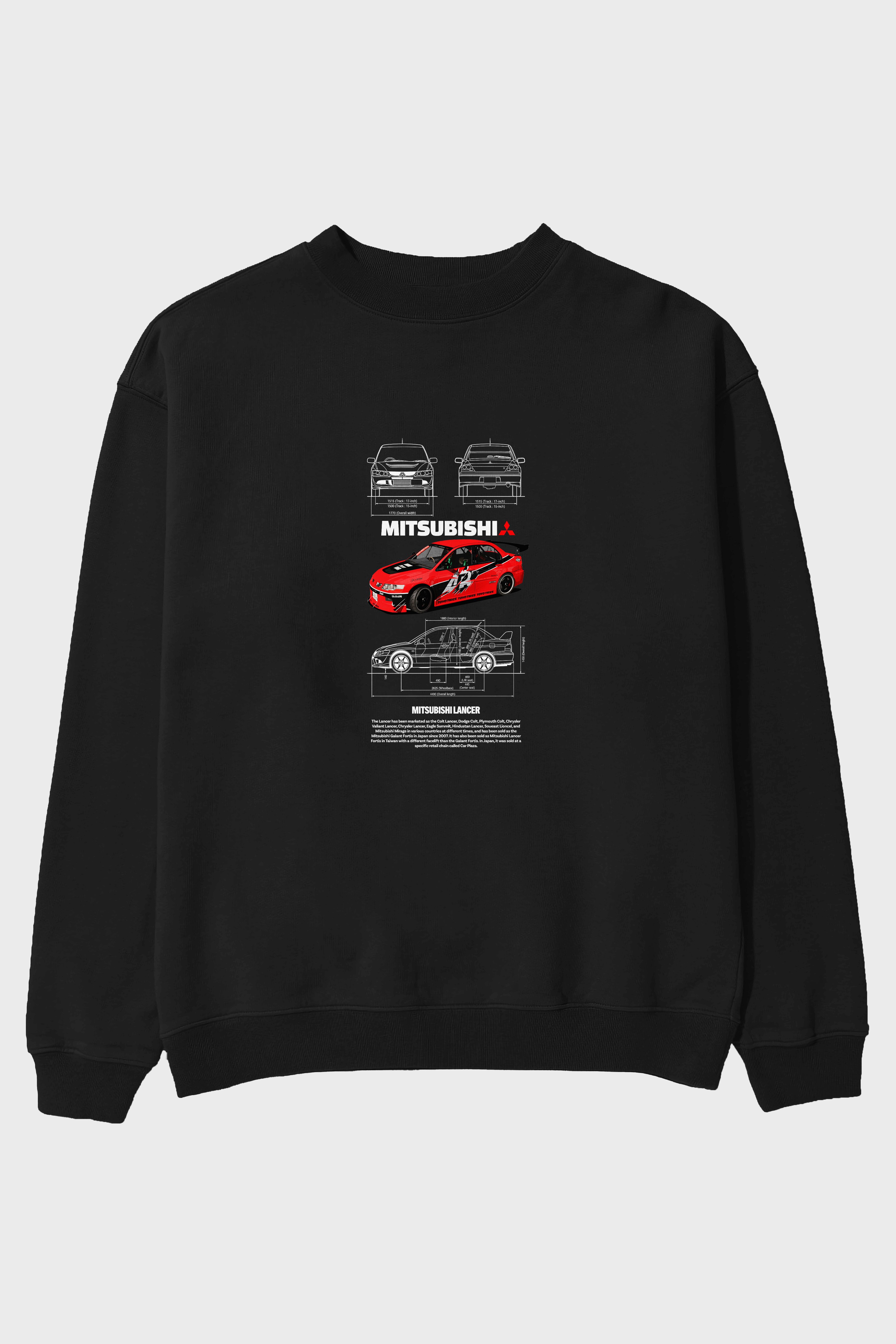 MITSUBISHI LANCER Ön Baskılı Anime Oversize Sweatshirt Erkek Kadın Unisex