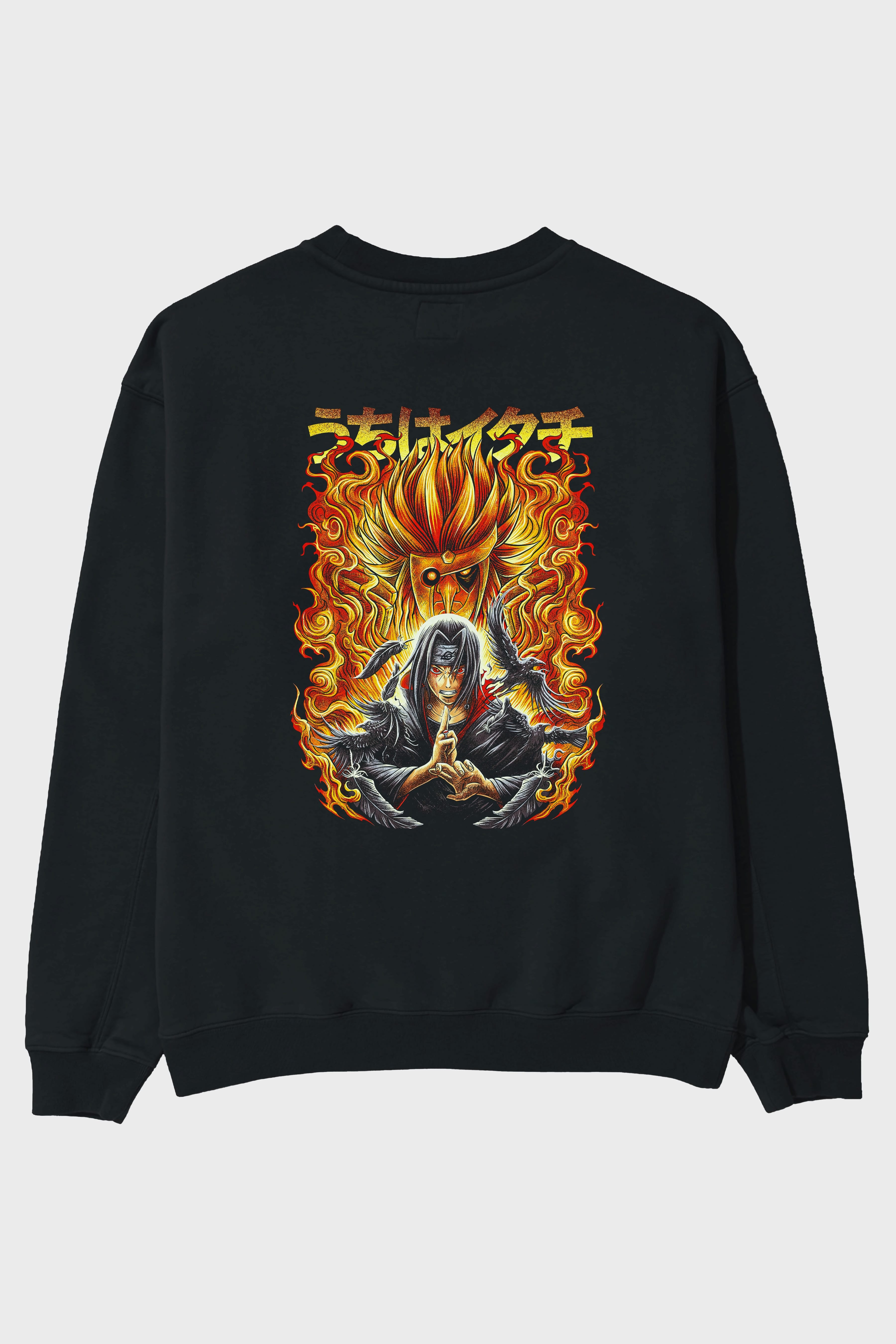 NARUTO ITACHI UCHIHA Anime Arka Baskılı Oversize Sweatshirt Erkek Kadın Unisex