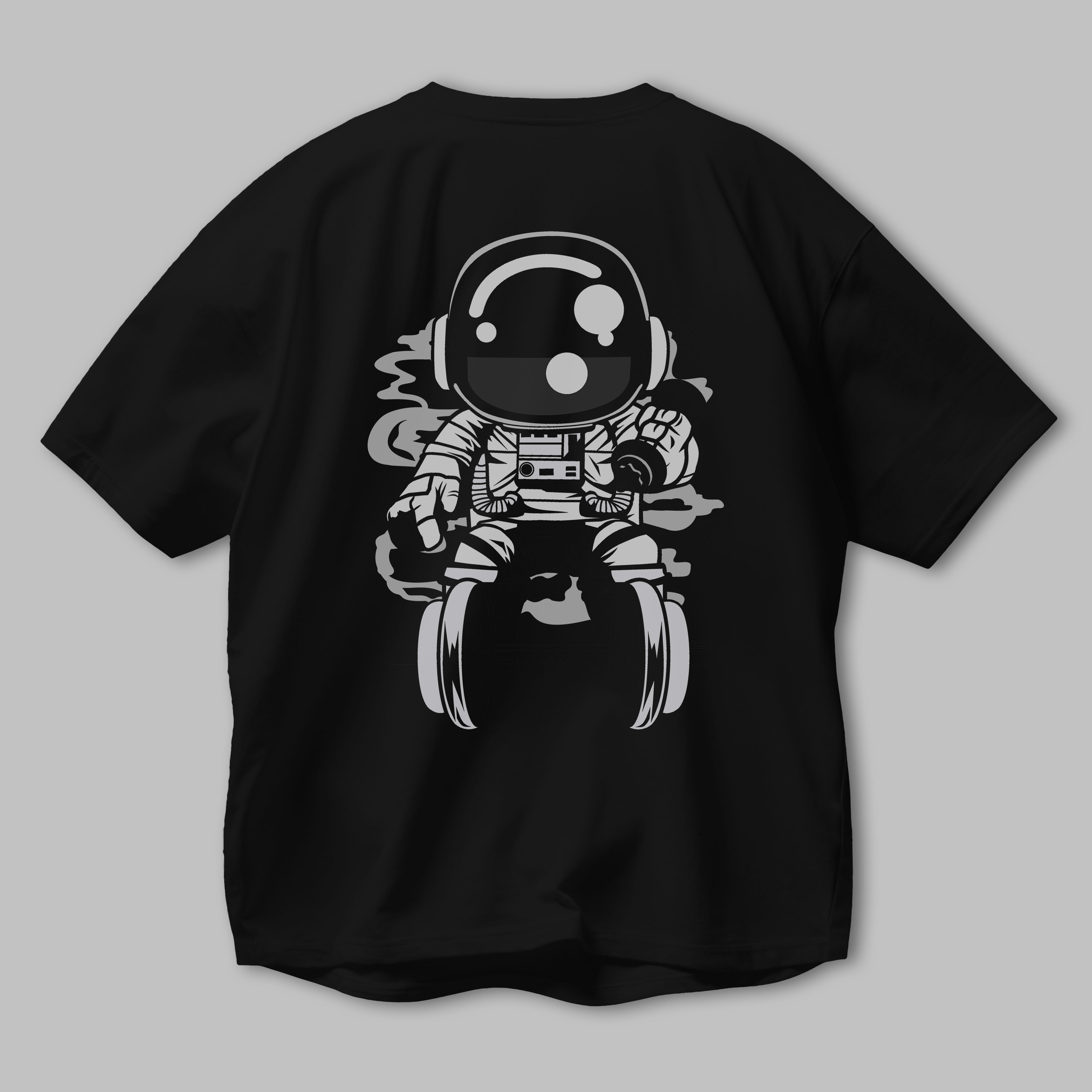 Astronaut Gym Arka Baskılı Oversize t-shirt Erkek Kadın Unisex