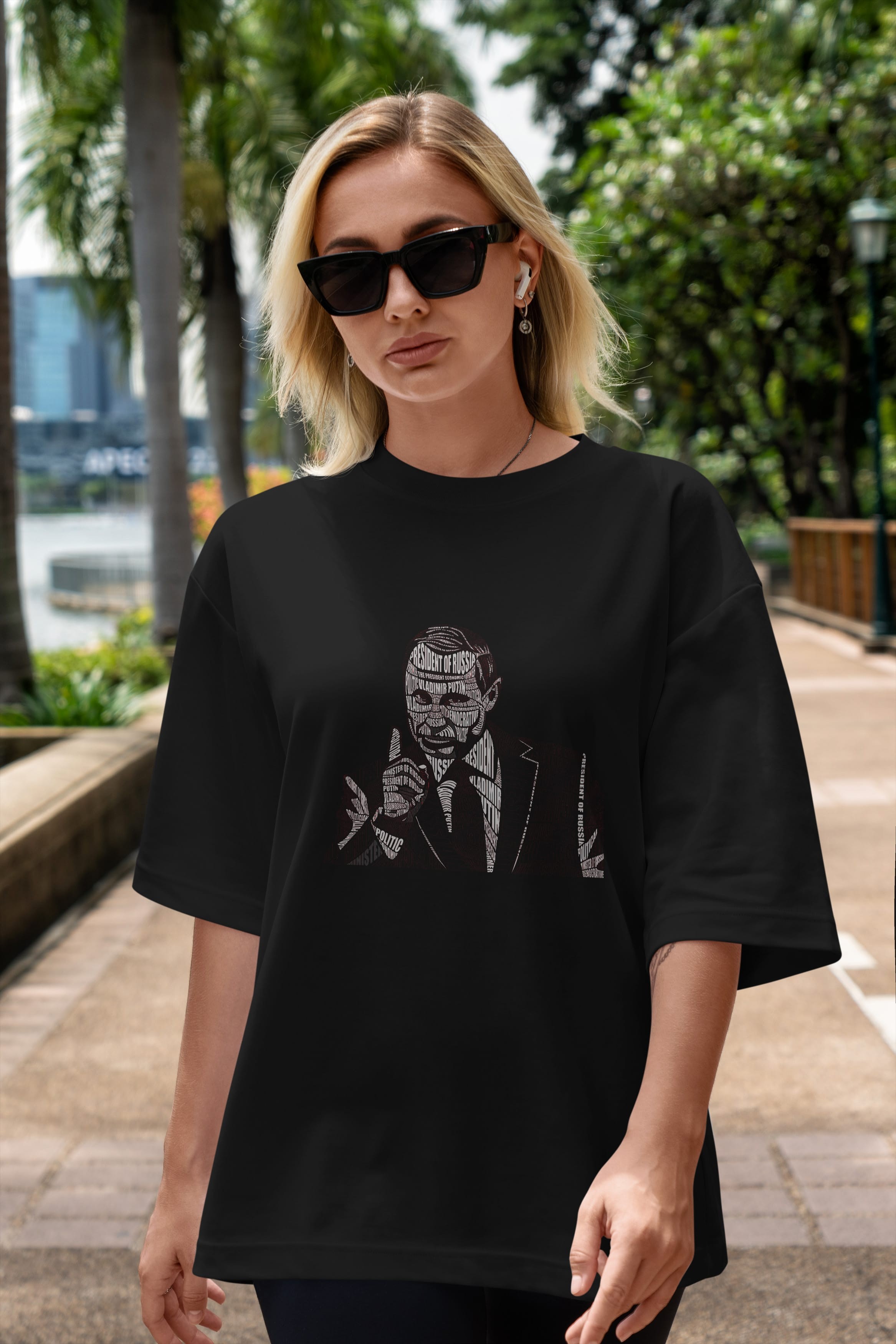 Putin Calligram Ön Baskılı Oversize t-shirt %100 pamuk Erkek Kadın Unisex