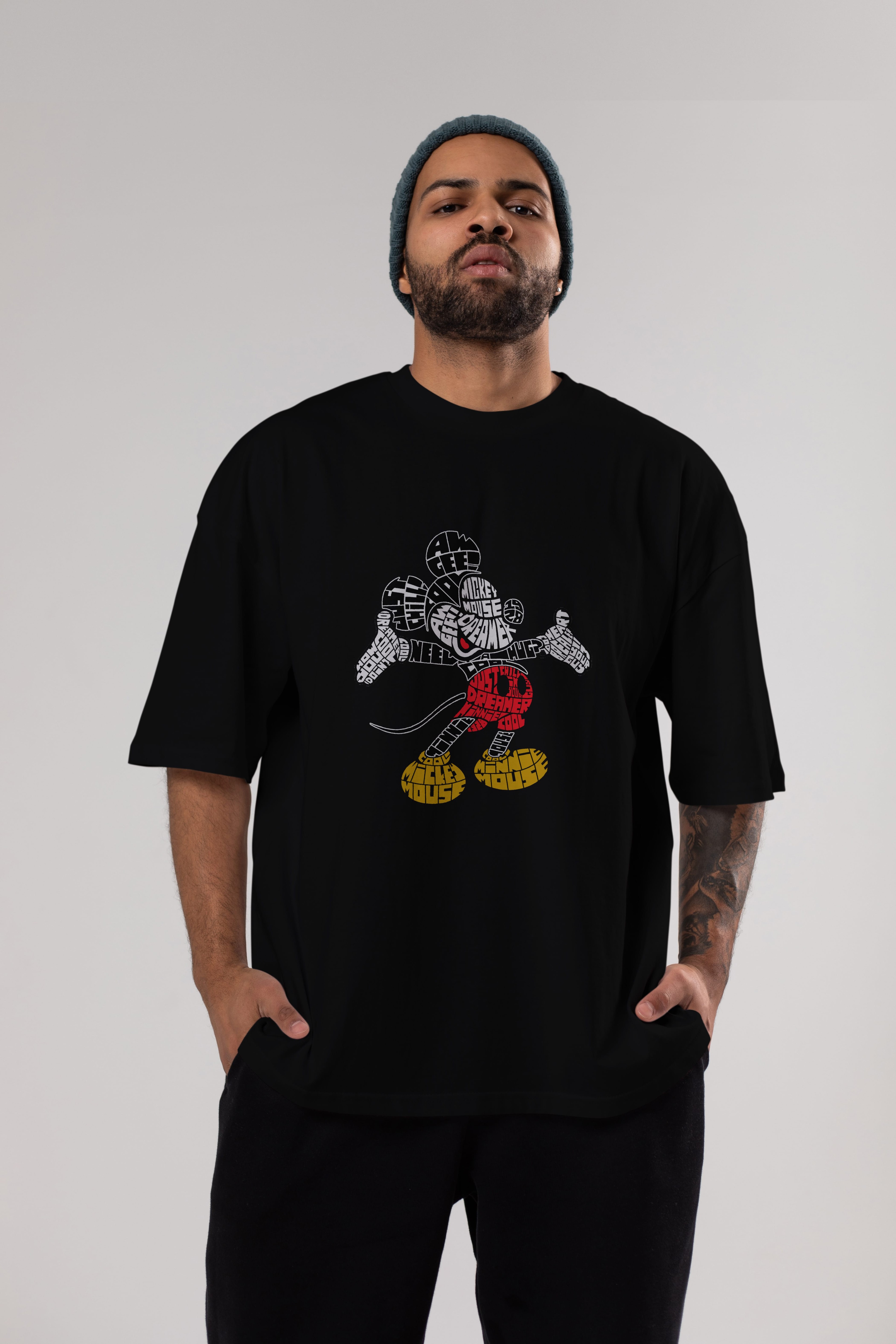 Mickey Ön Baskılı Oversize t-shirt %100 pamuk Erkek Kadın Unisex