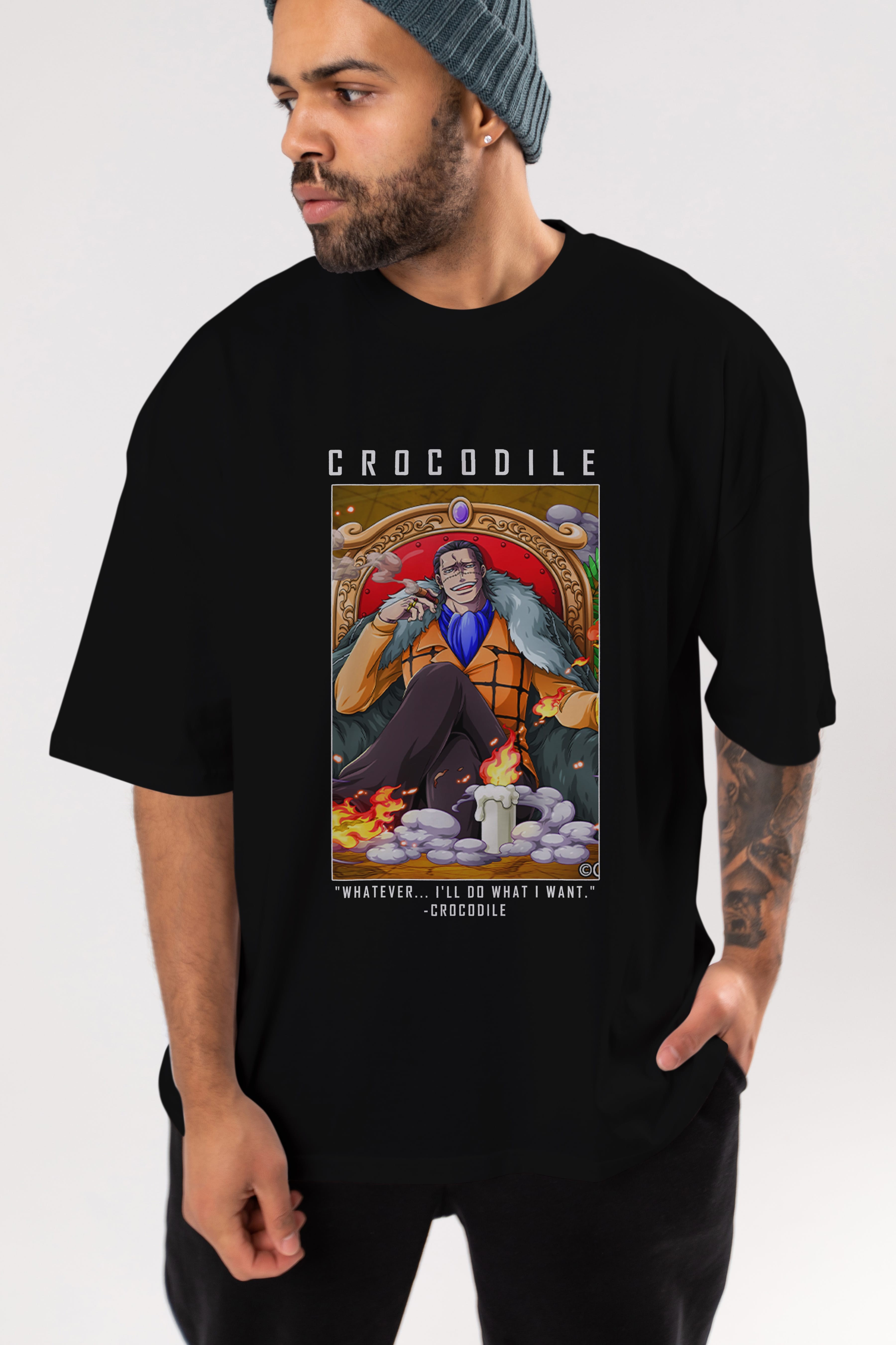 Crocodile Anime Ön Baskılı Oversize t-shirt Erkek Kadın Unisex