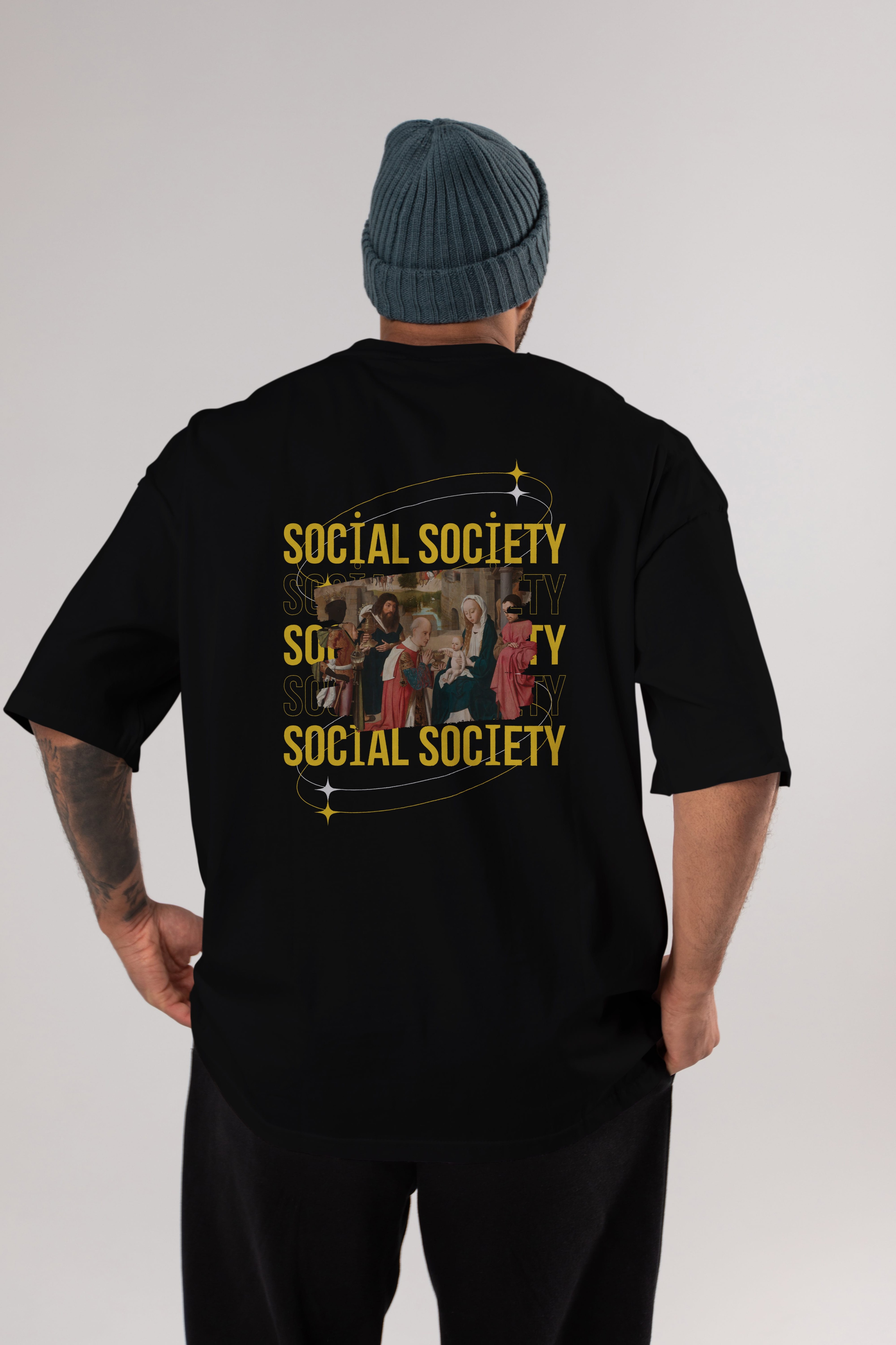 Social Society Yazılı Arka Baskılı Oversize t-shirt Erkek Kadın Unisex