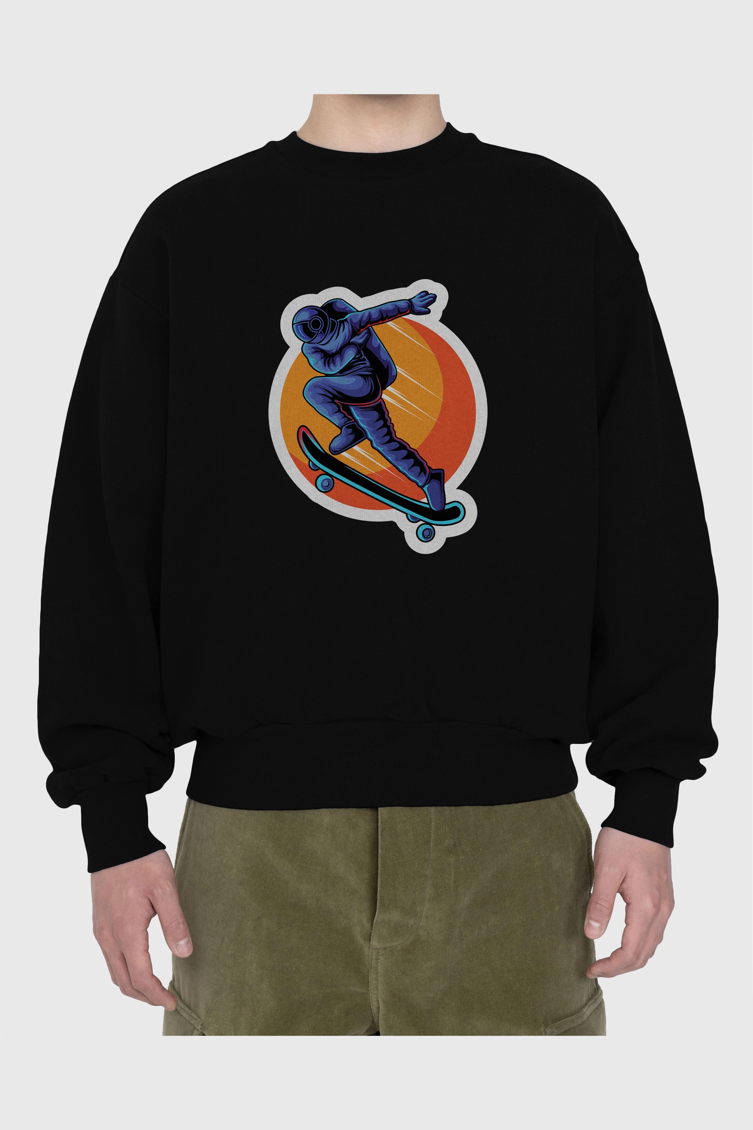 Astroskate Run Sticker Ön Baskılı Oversize Sweatshirt Erkek Kadın Unisex