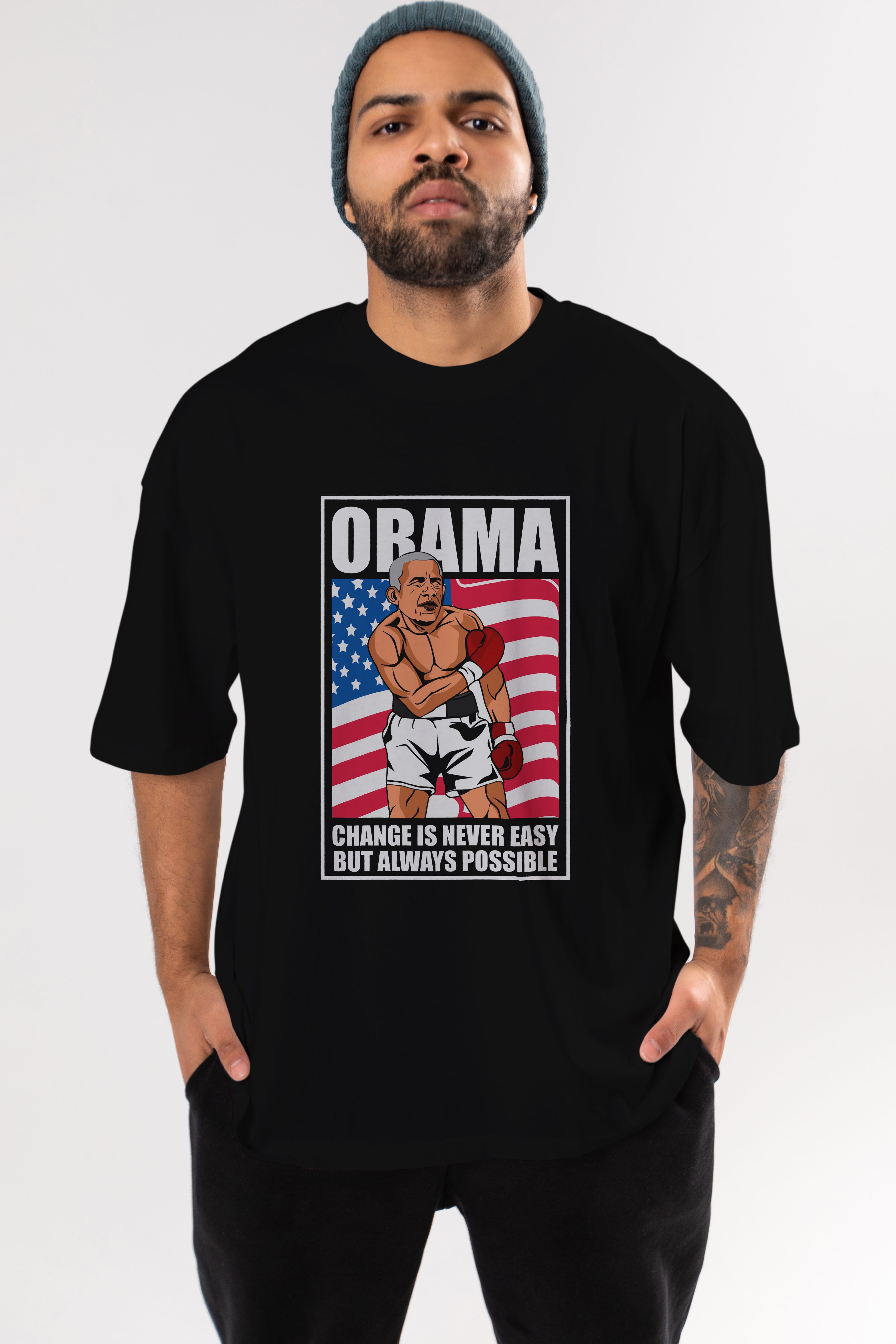 Obama Ön Baskılı Oversize t-shirt Erkek Kadın Unisex %100 Pamuk tişort