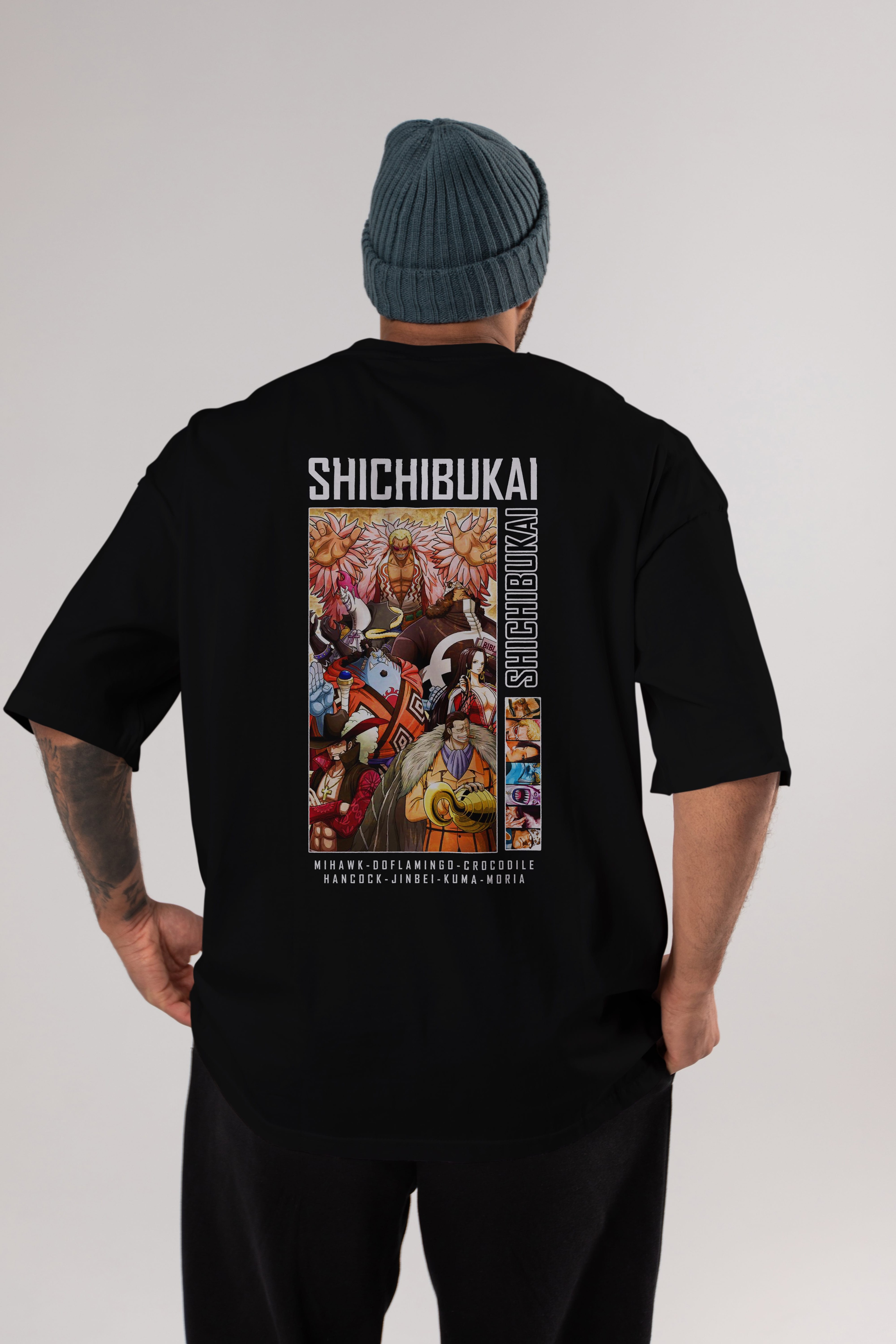 Shichibukai Anime Arka Baskılı Oversize t-shirt Erkek Kadın Unisex %100 pamuk tişort
