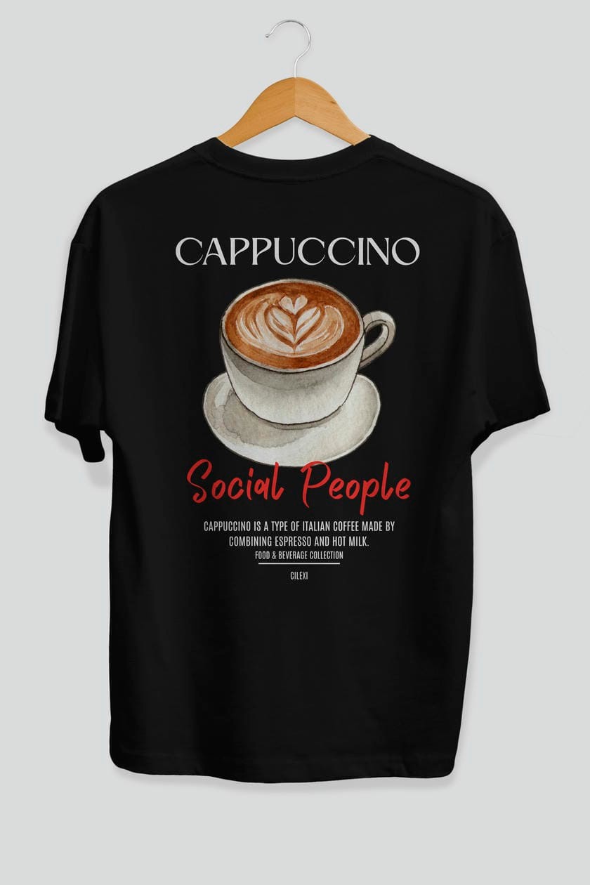 Cappuccino Kokteyl Serisi Baskılı Oversize t-shirt Erkek Kadın Unisex %100 Pamuk Bisiklet Yaka tişort