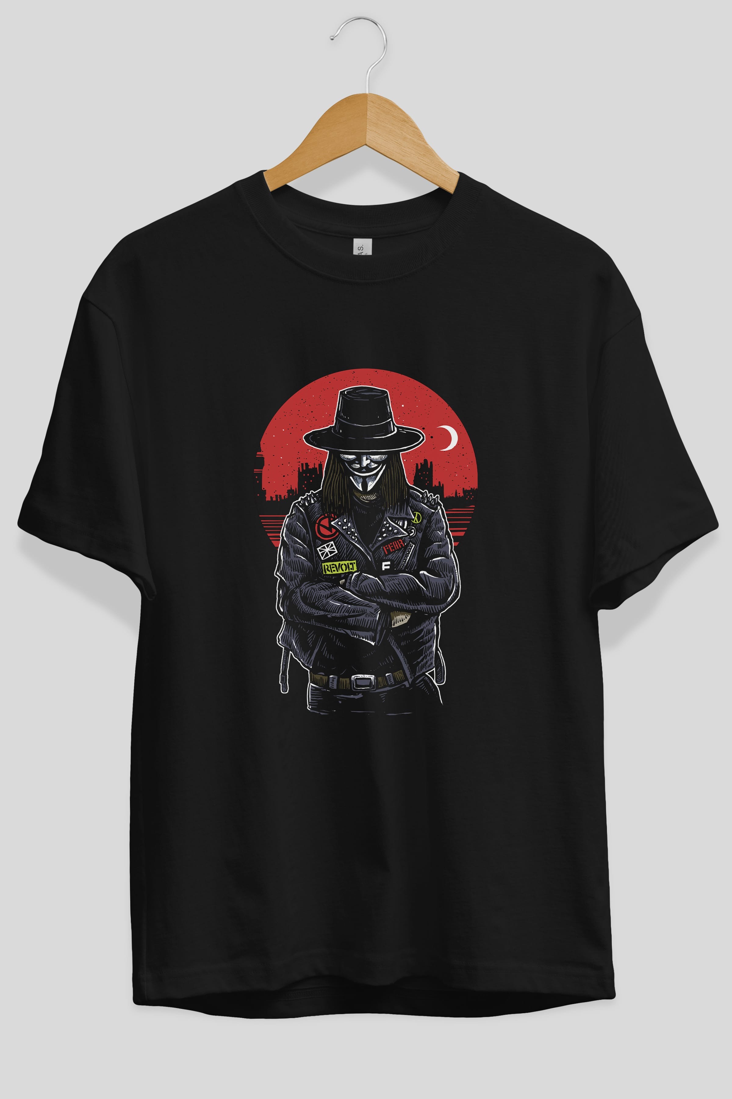 vendetta Ön Baskılı Oversize t-shirt Erkek Kadın Unisex %100 Pamuk tişort