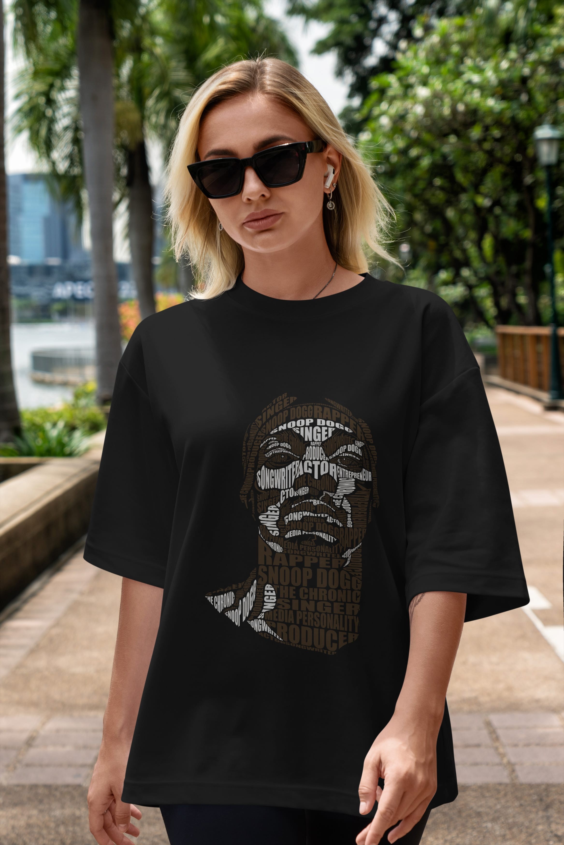 Snoop Dogg Calligram Ön Baskılı Oversize t-shirt %100 pamuk Erkek Kadın Unisex